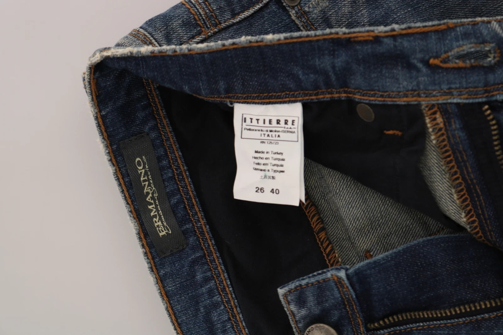 بنطلون جينز كاجوال من Ermanno Scervino أزرق مغسول بقصّة بوت كات