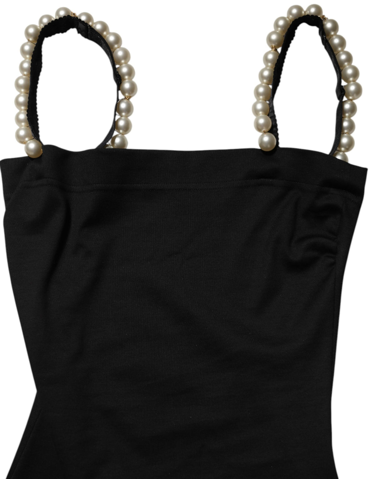 Dolce & Gabbana Black Faux Pearl Cotton Sheath Mini Dress