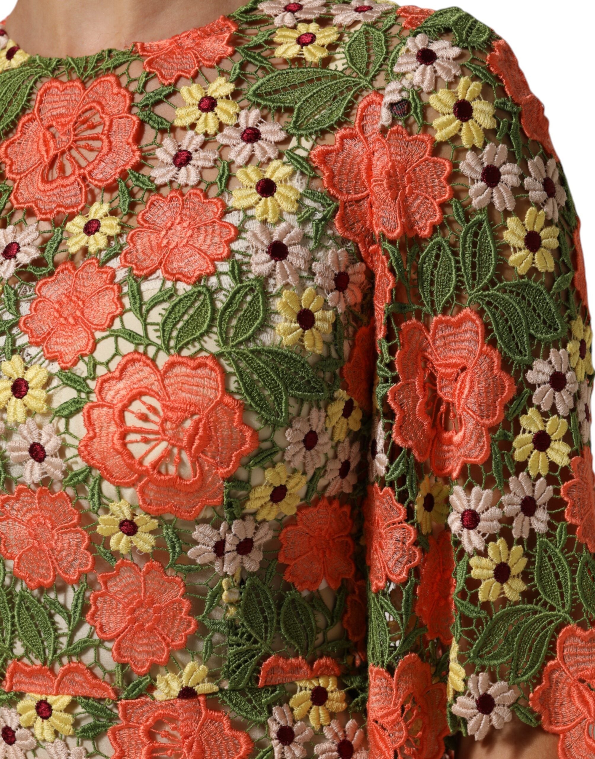 فستان دولتشي آند غابانا ميني متعدد الألوان مطرز بالورود