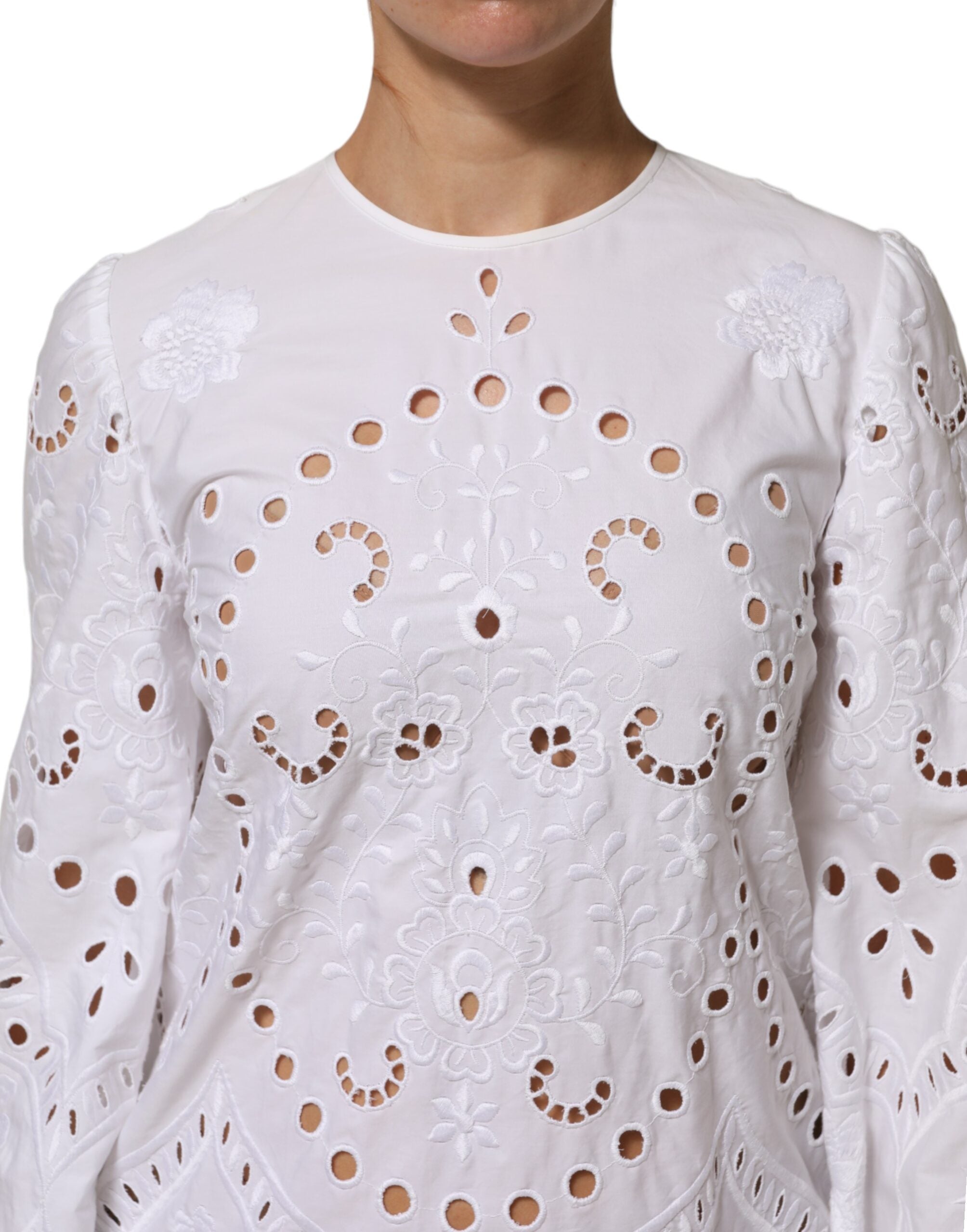 فستان دولتشي آند غابانا قصير أبيض بفتحة على شكل حرف A