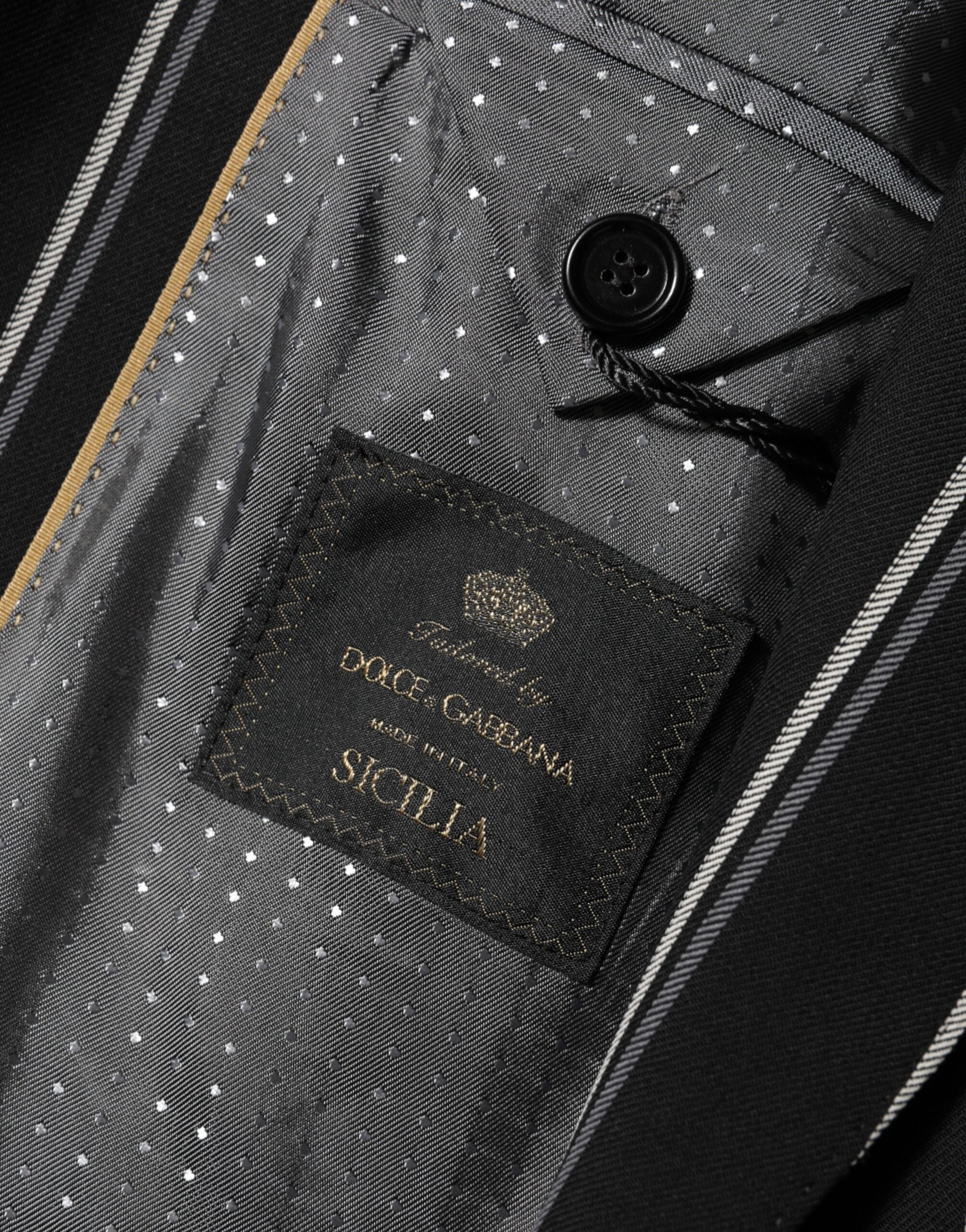 بليزر بدلة دولتشي آند غابانا سيسيليا مخطط أسود بزر واحد