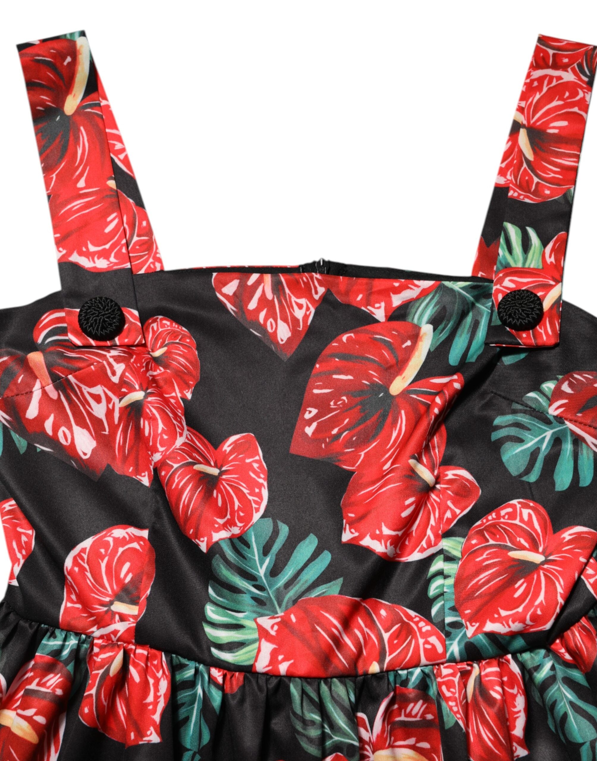 فستان دولتشي آند غابانا متوسط الطول من القطن والبوبلين متعدد الألوان