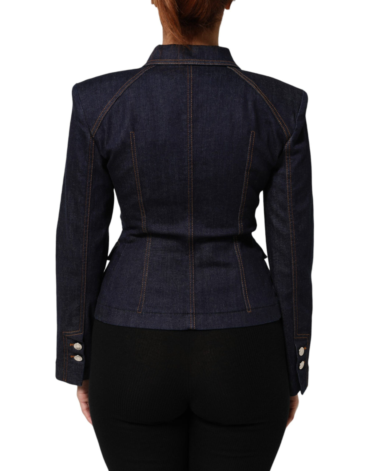 Dolce & Gabbana Dark Blue Cotton Collared Denim Coat Jacket