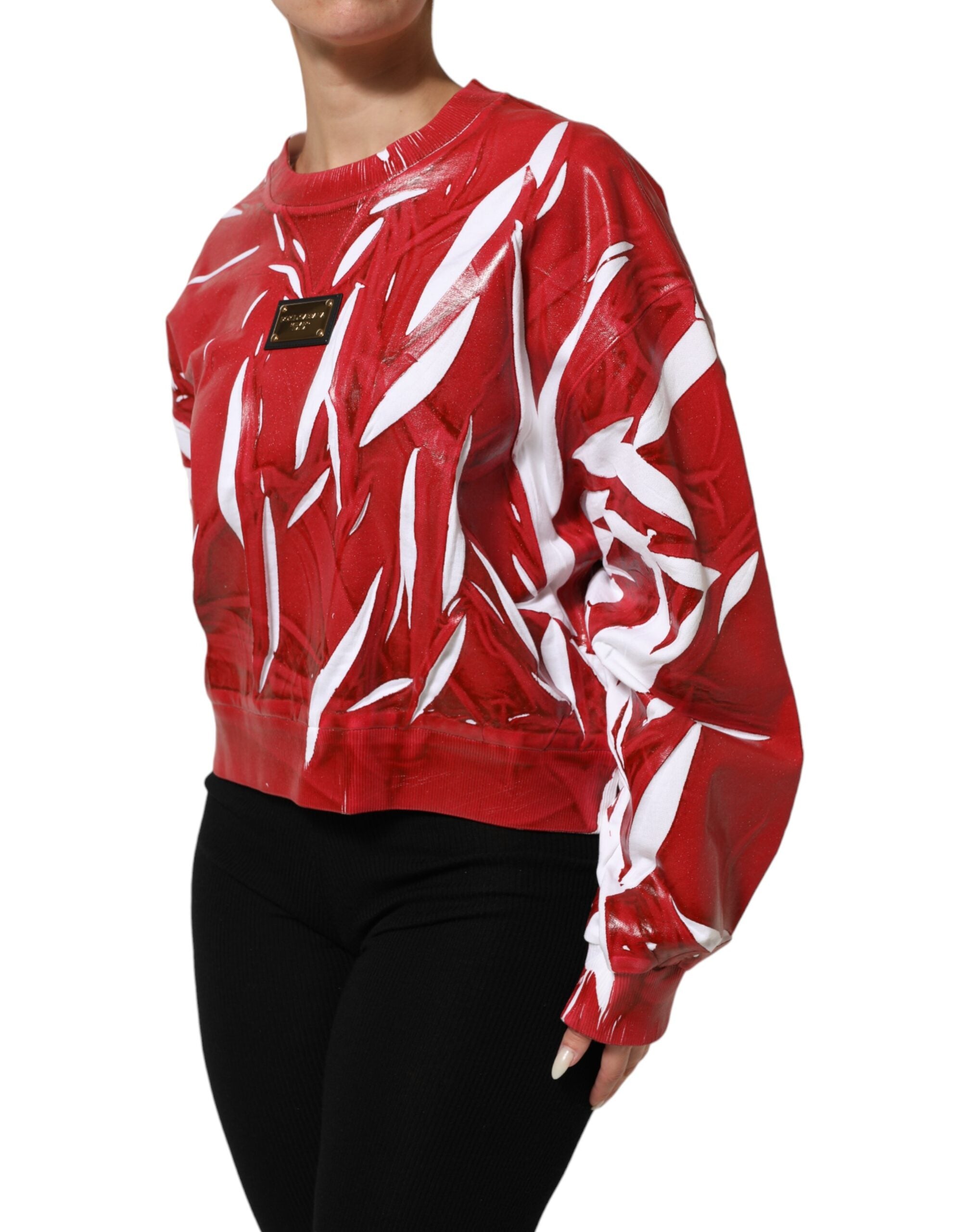 سترة دولتشي آند غابانا مطبوعة من القطن باللونين الأحمر والأبيض