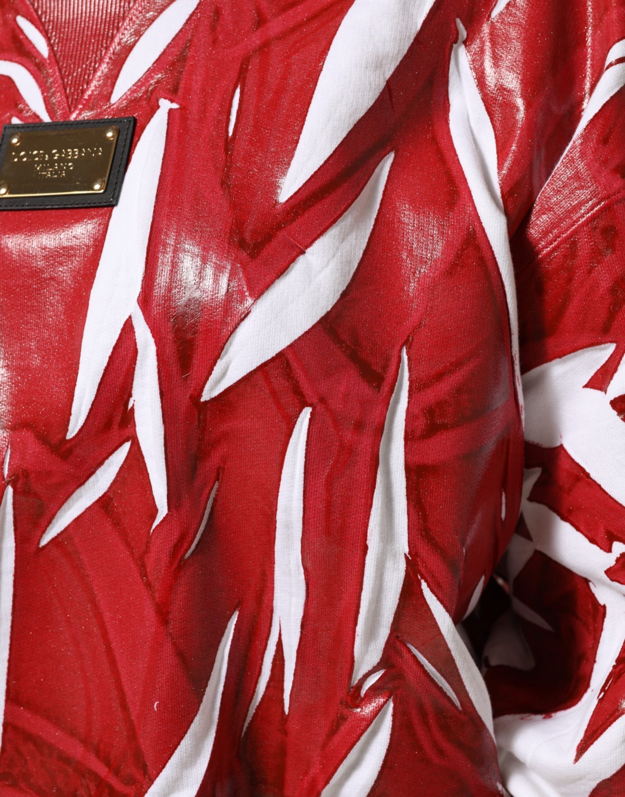 سترة دولتشي آند غابانا مطبوعة من القطن باللونين الأحمر والأبيض