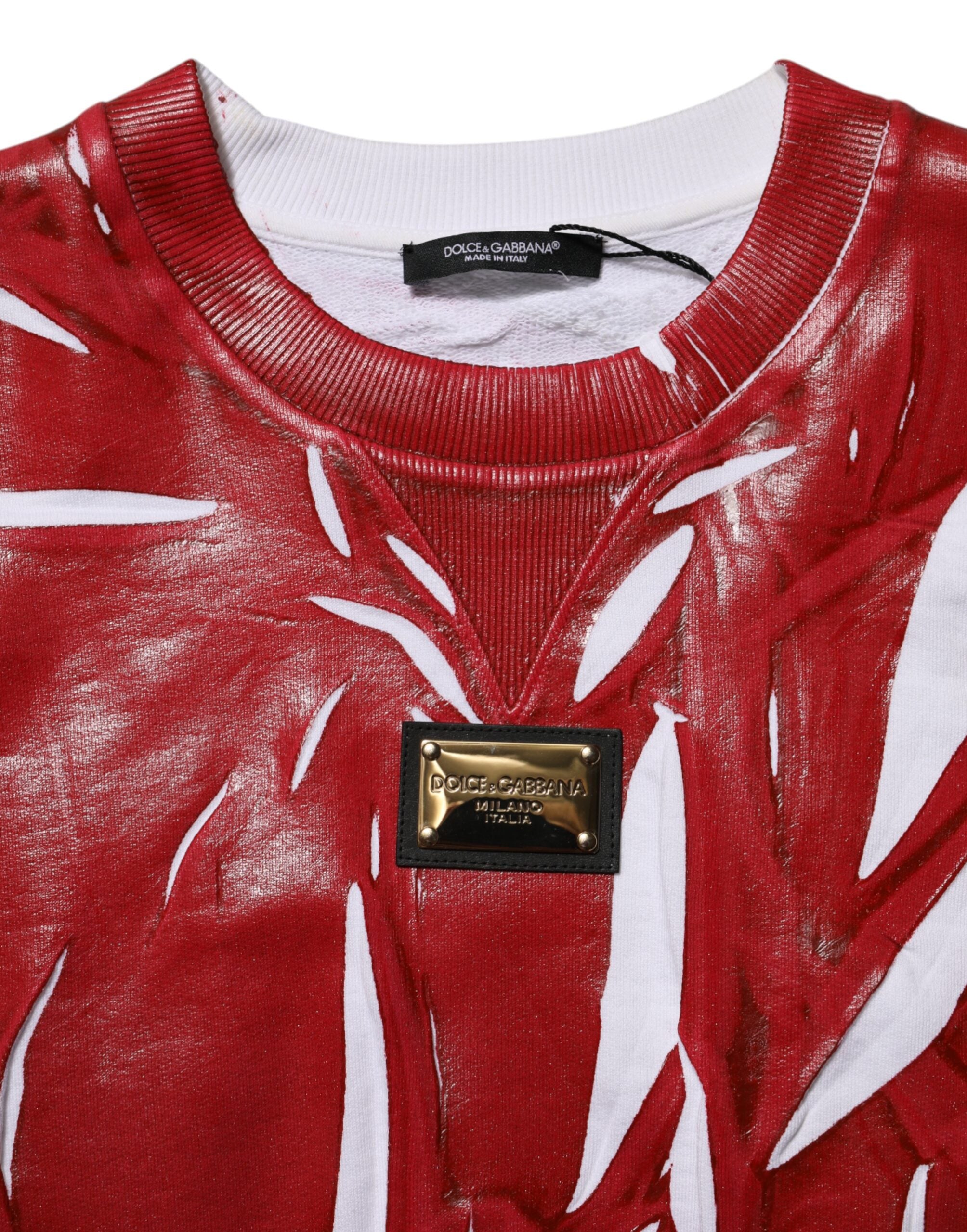 سترة دولتشي آند غابانا مطبوعة من القطن باللونين الأحمر والأبيض
