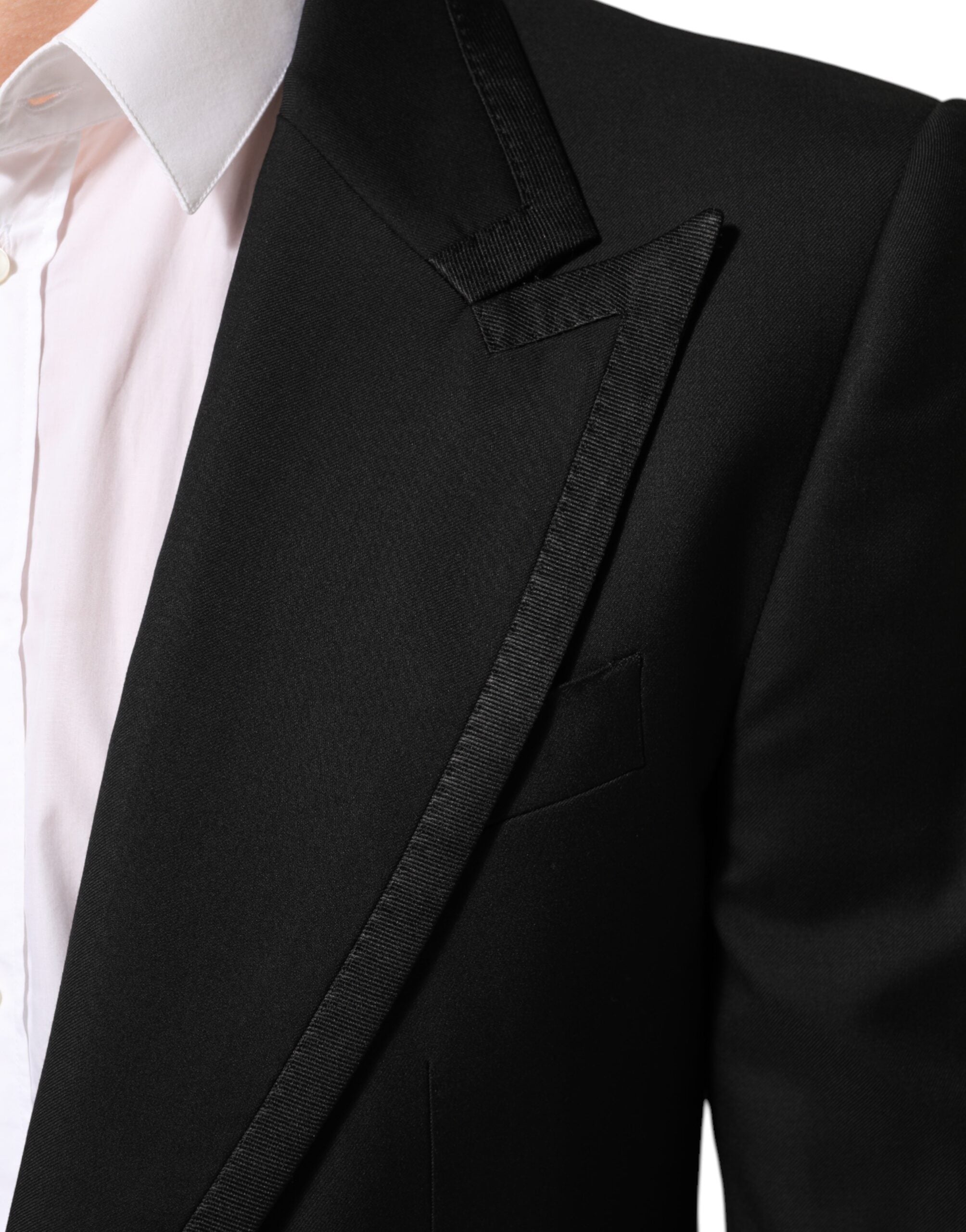 جاكيت بدلة رجالي من الصوف الأسود بزر واحد من دولتشي آند غابانا