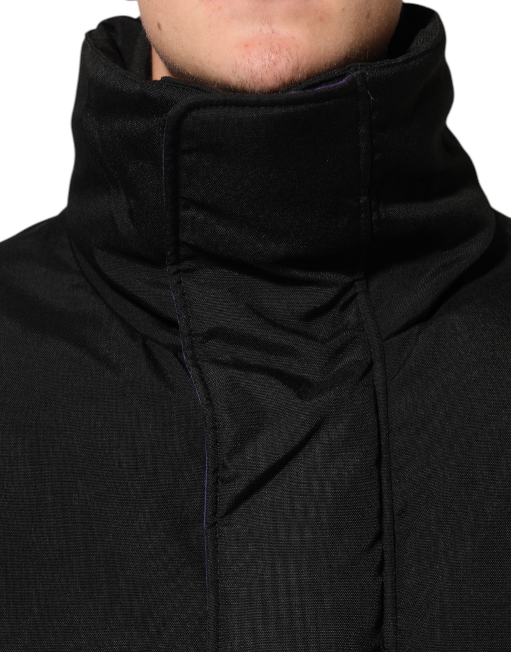 جاكيت دولتشي آند غابانا أسود من النايلون بسحاب كامل للرجال