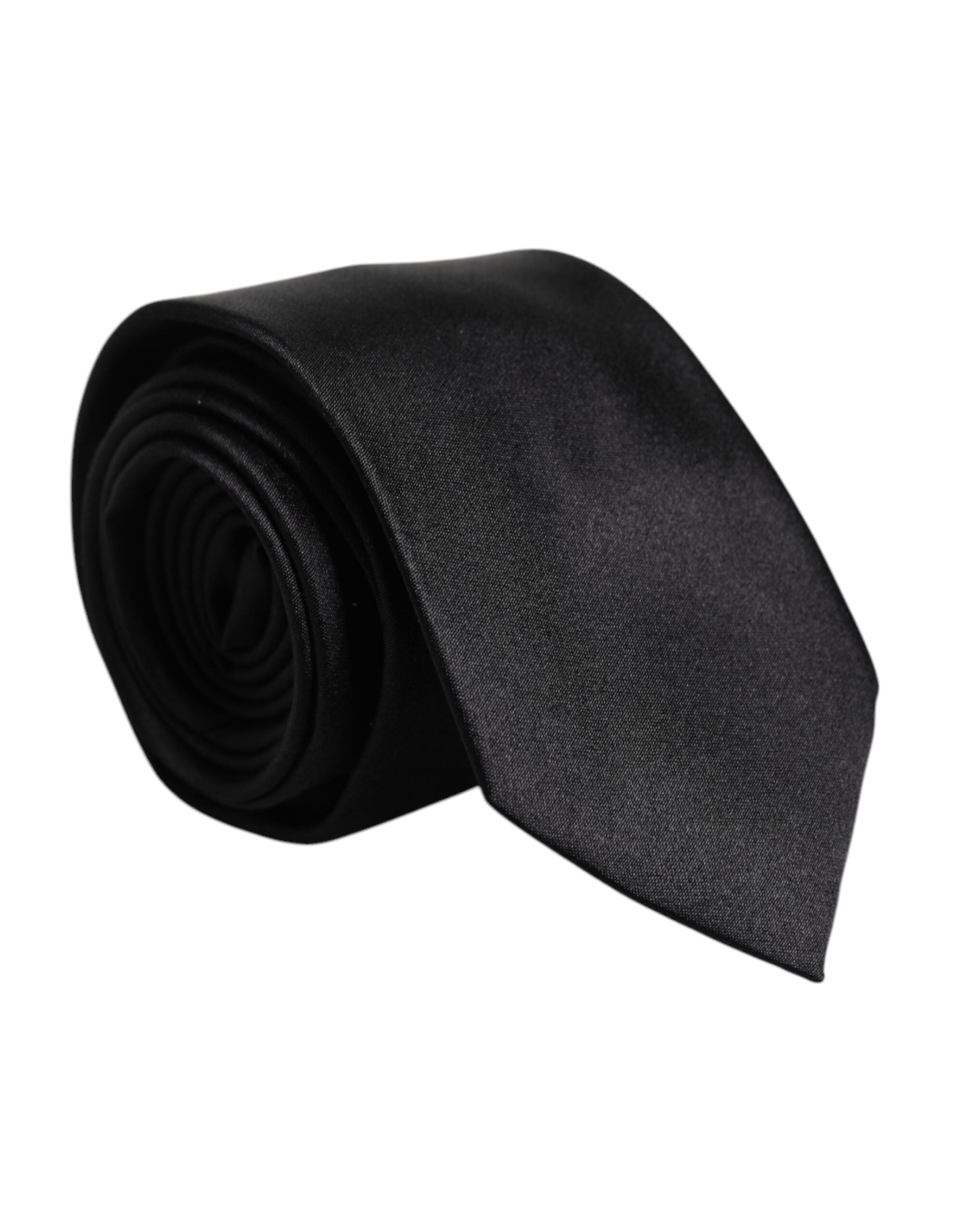 Dolce & Gabbana Men Black Solid Silk Adjustable Necktie Accessory Tie