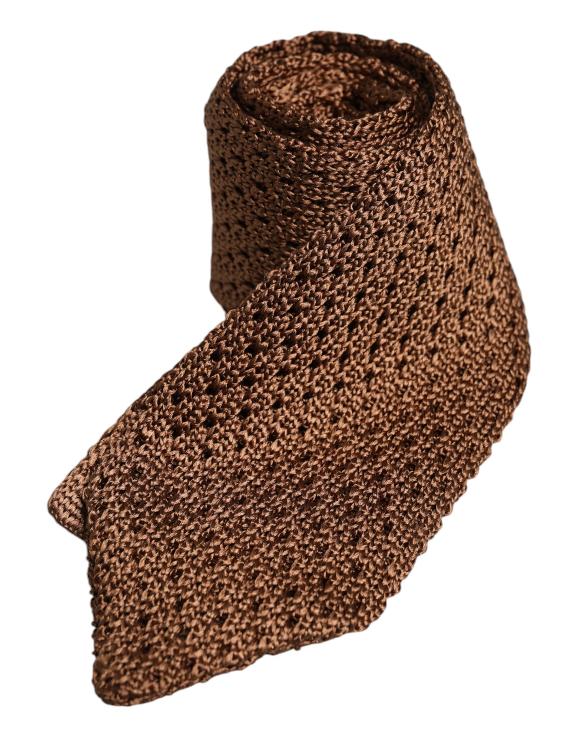 Dolce & Gabbana Brown 100% Silk Adjustable Necktie Men Accessory Tie
