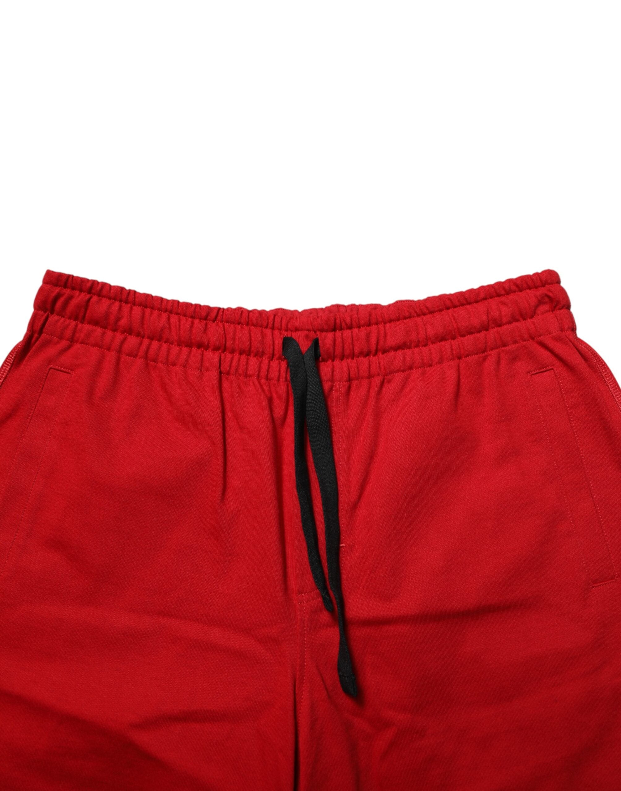 Dolce & Gabbana Red Cotton MidWaist Drawstring Bermuda Pants