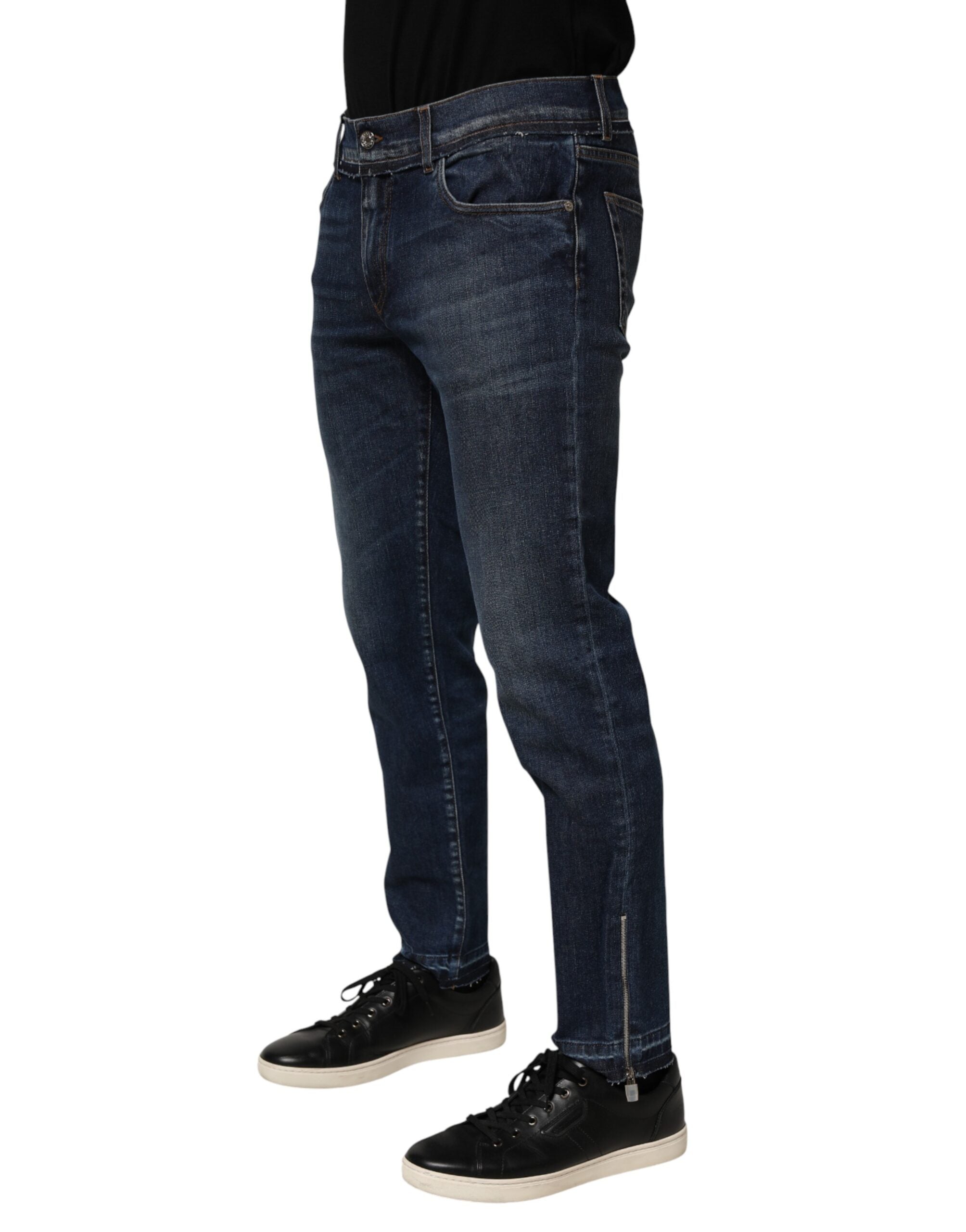 Dolce & Gabbana Blue Cotton Stretch Skinny Men Denim Jeans