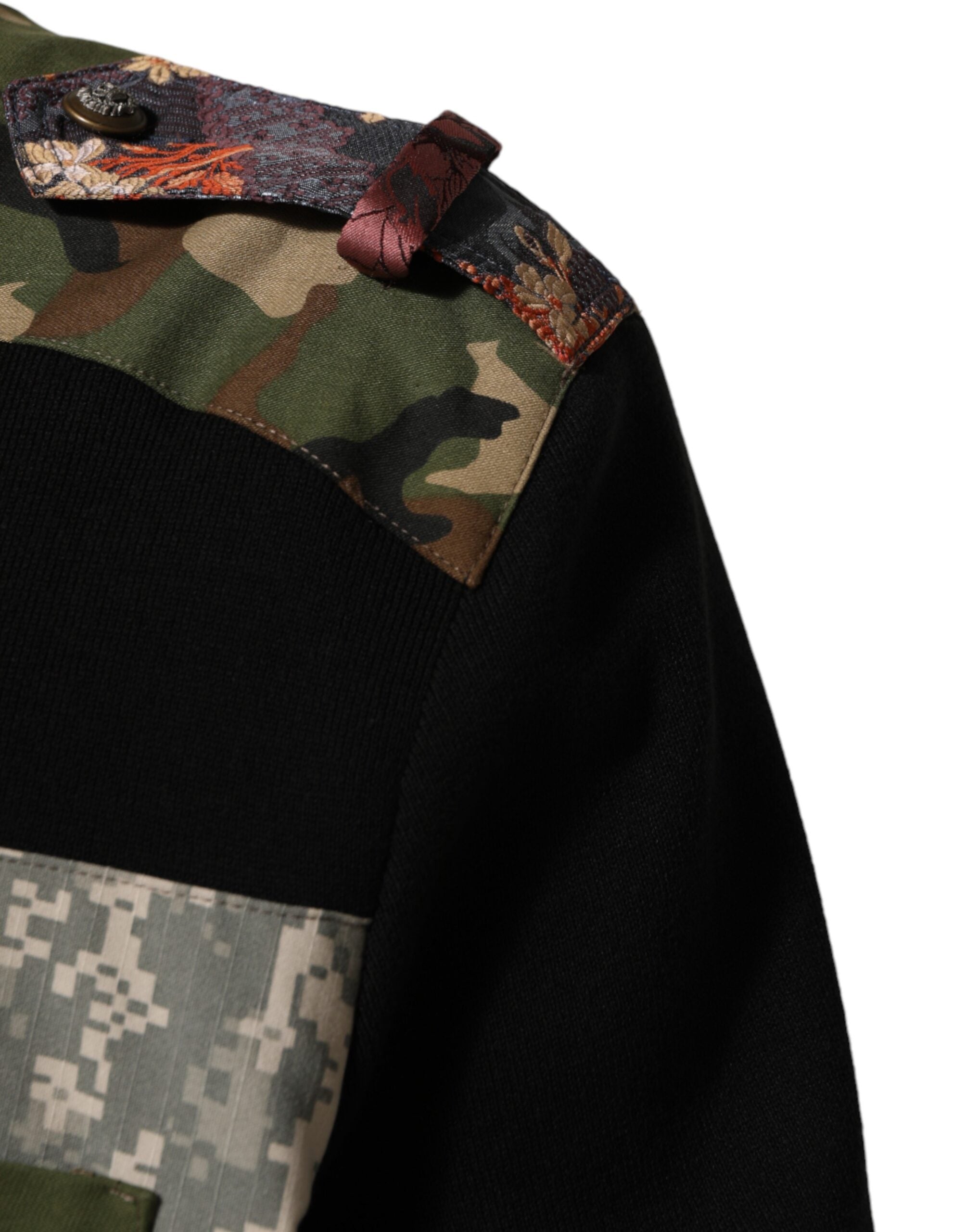 سترة دولتشي آند غابانا سوداء برقبة دائرية ومطرزة