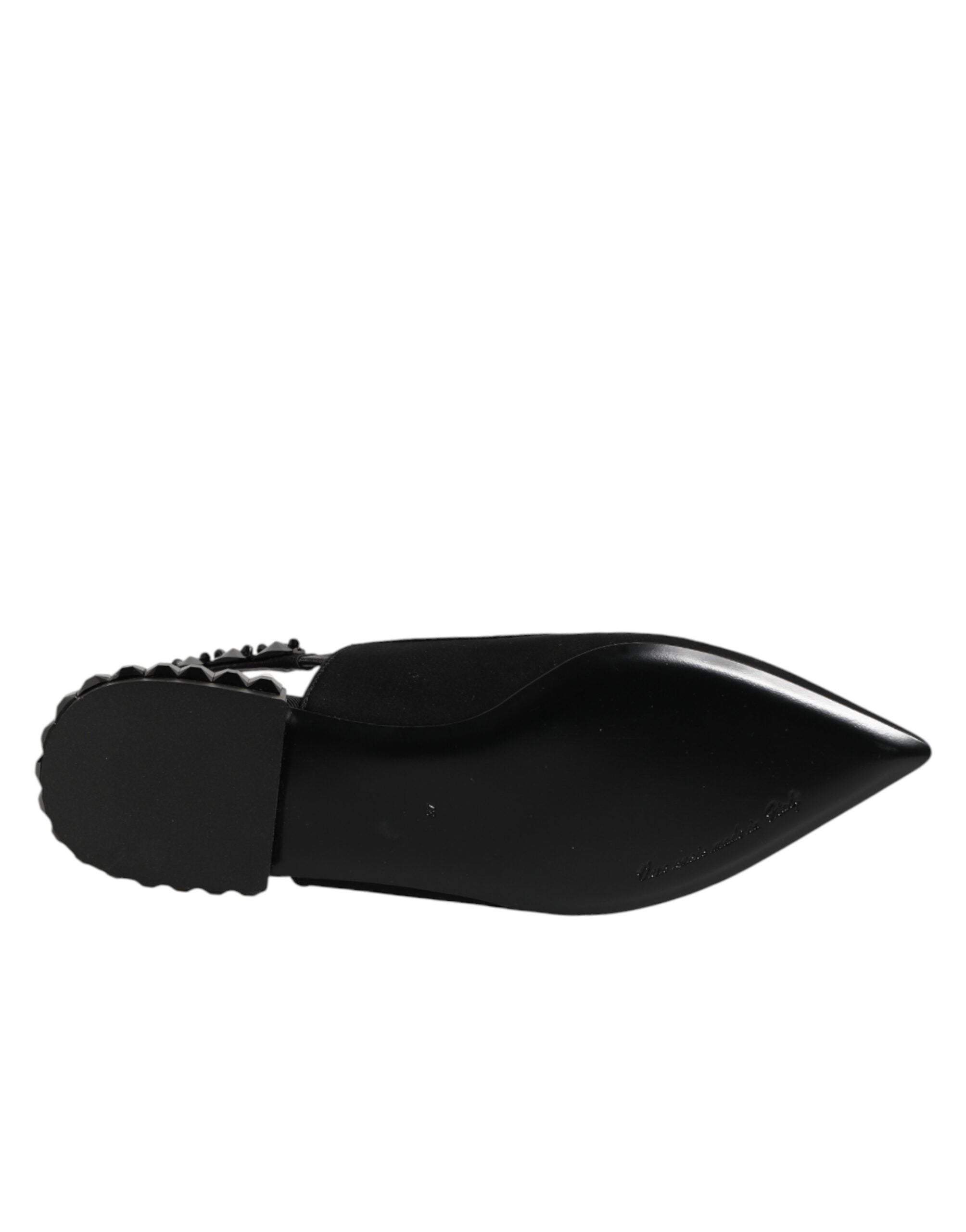 حذاء دولتشي آند غابانا الأسود الكريستالي ذو الكعب المفتوح