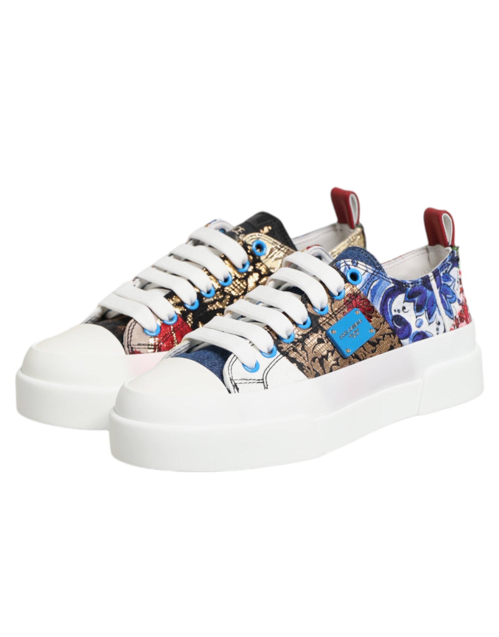 Dolce & Gabbana Multicolor Patchwork Low Top Sneakers Shoes - Luxe Marca