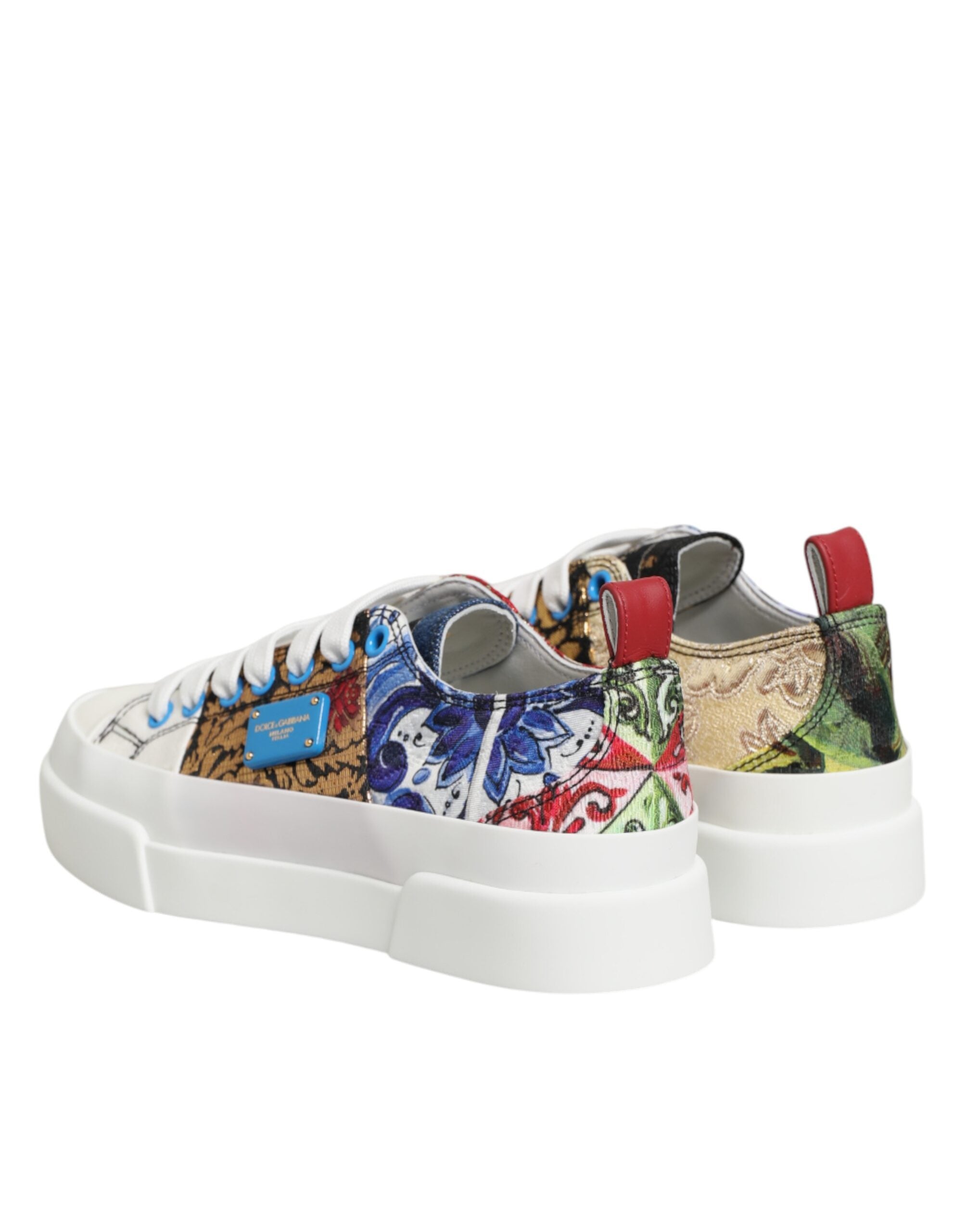 Dolce & Gabbana Multicolor Patchwork Low Top Sneakers Shoes - Luxe Marca