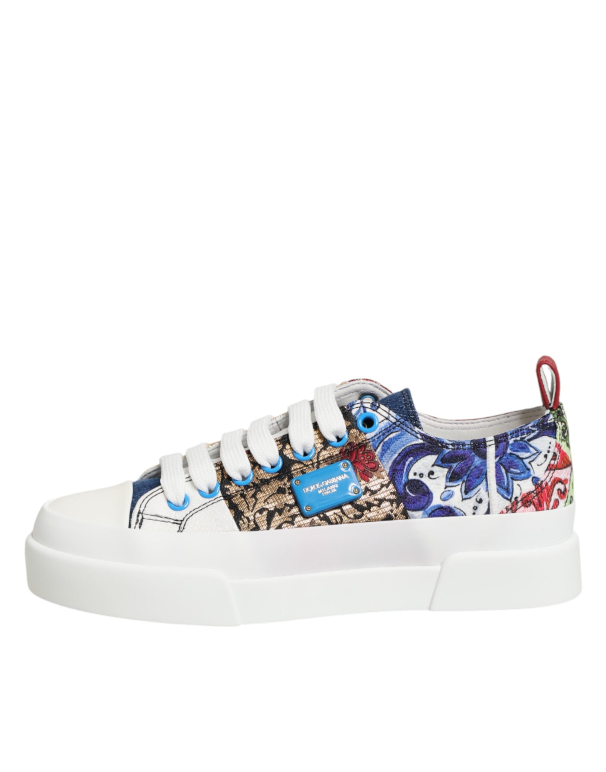 Dolce & Gabbana Multicolor Patchwork Low Top Sneakers Shoes - Luxe Marca