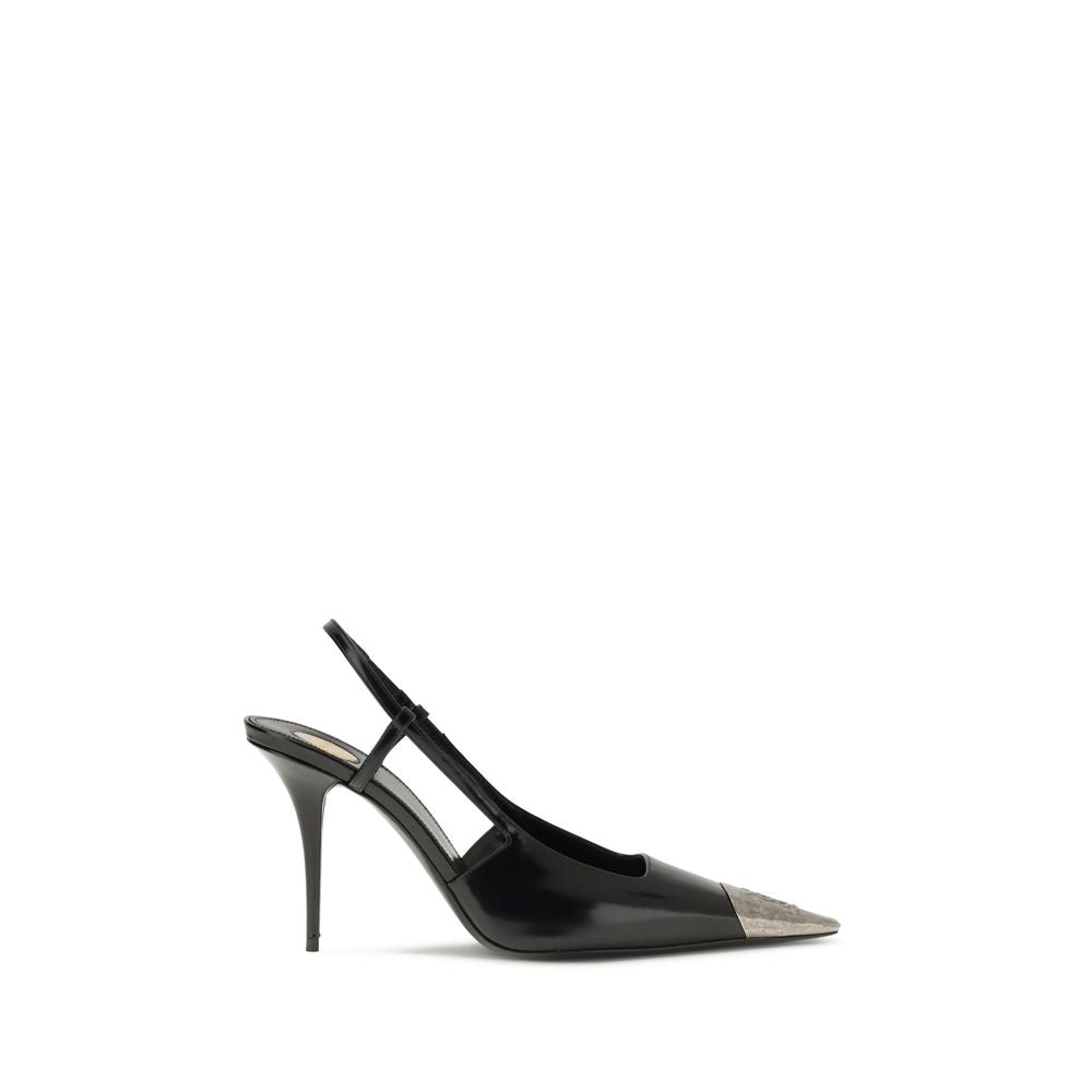 Saint Laurent Black Calf Leather Bos Taurus High Heel Pumps