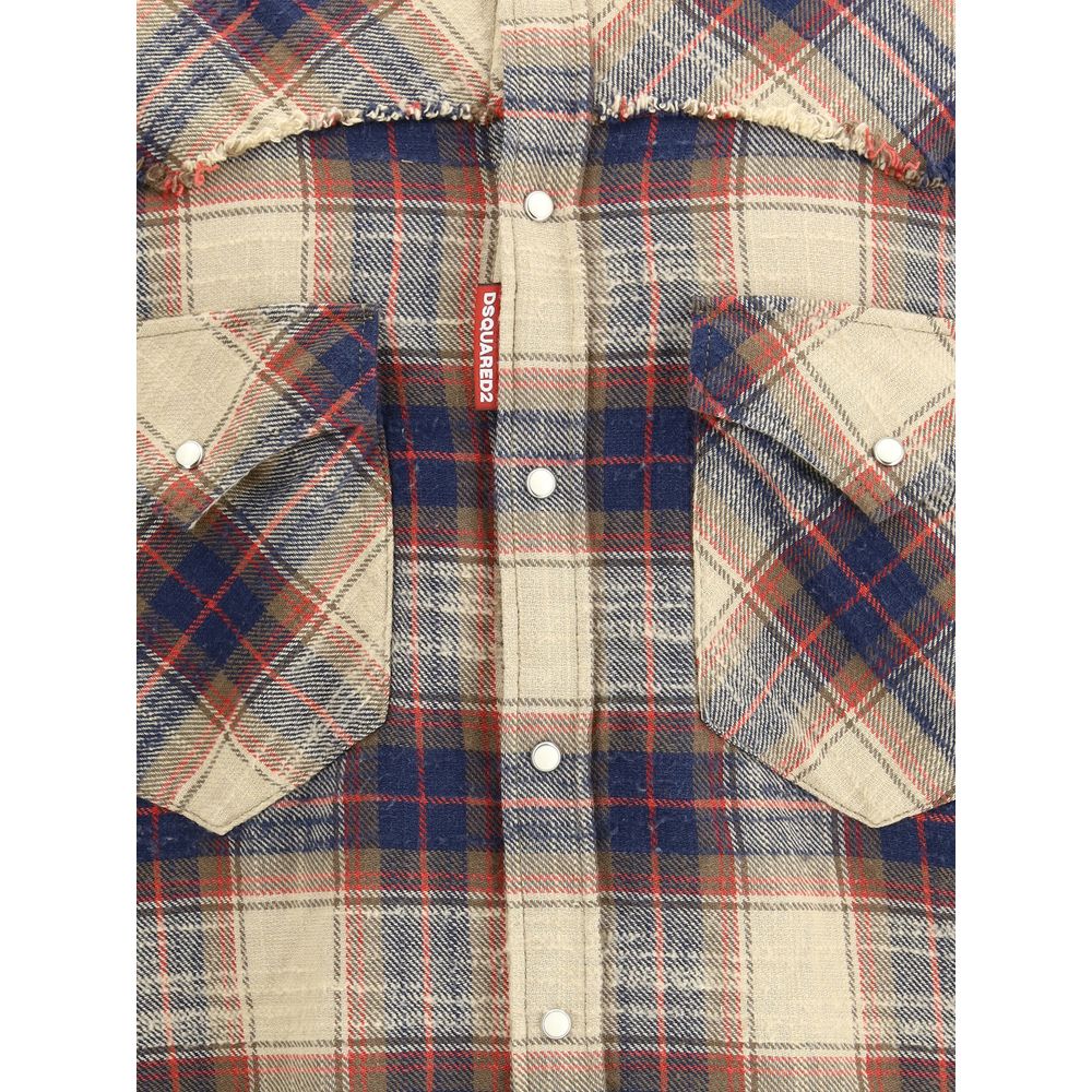 Dsquared² Brown Cotton Pattern Shirt
