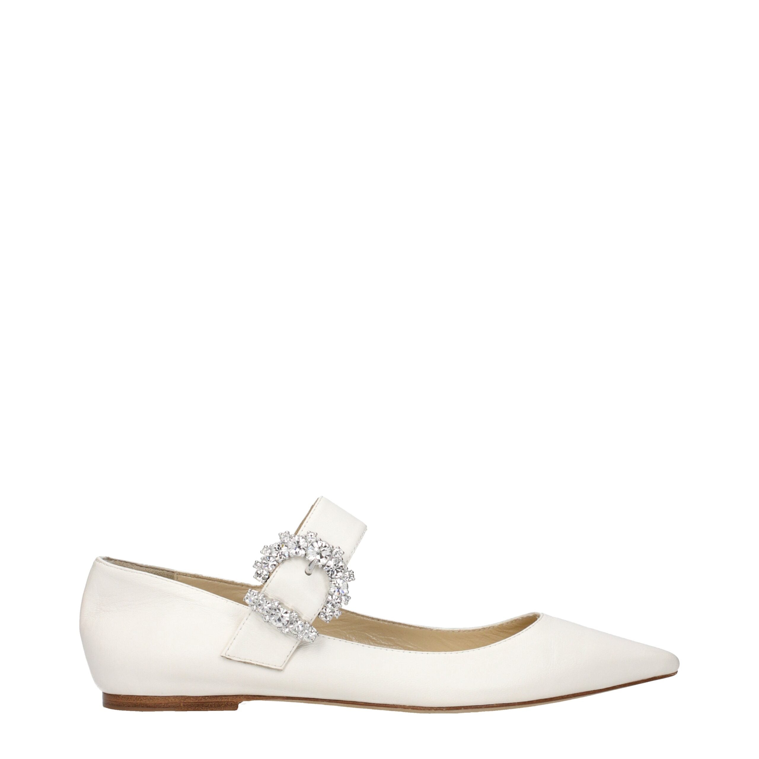 Jimmy Choo White Leather Ballet Flats