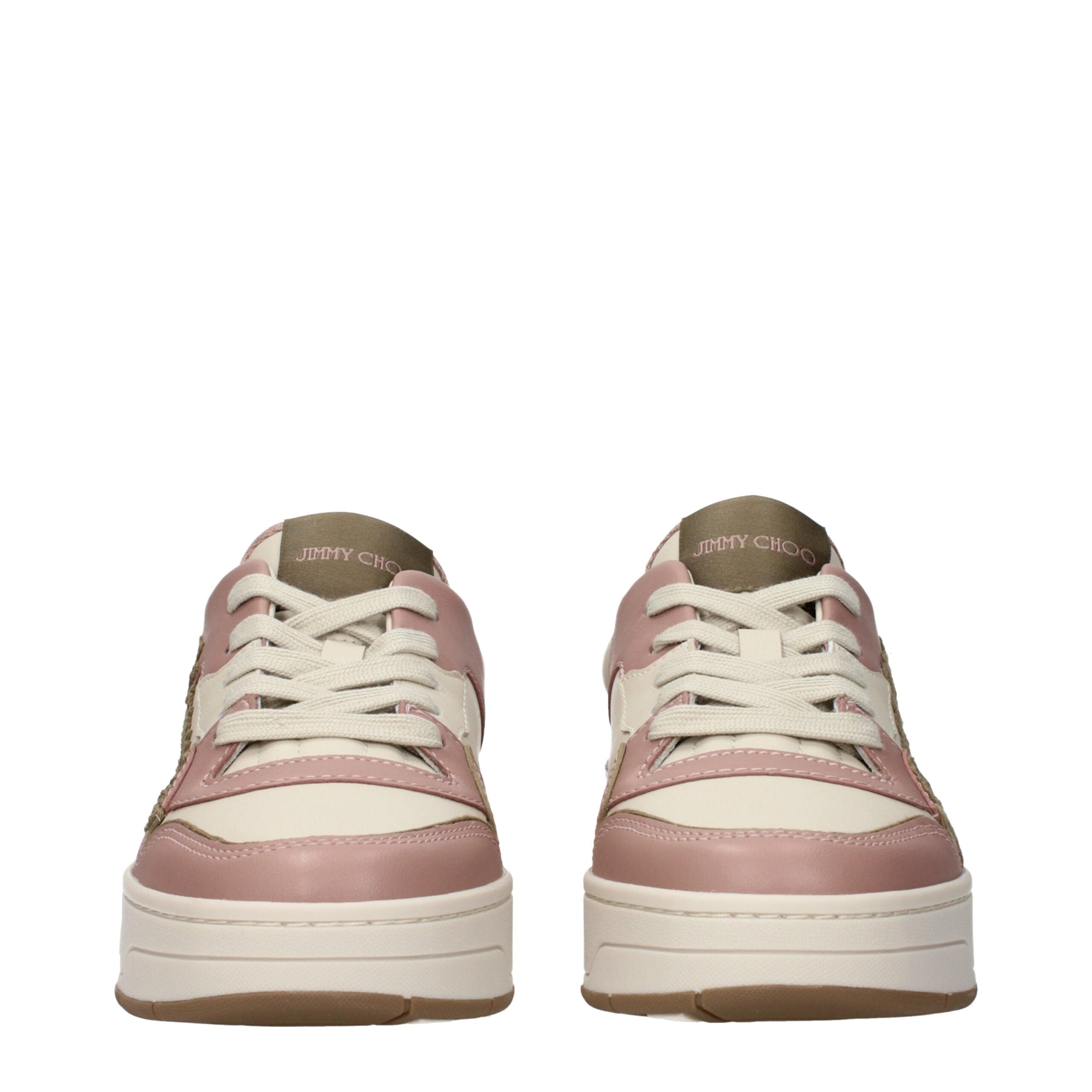 Jimmy Choo Pink Leather Low Top Sneakers