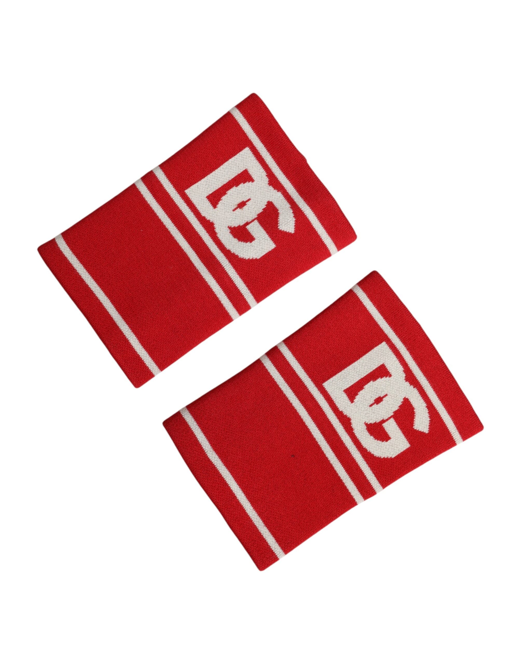 سوار معصم من القطن بشعار DG باللونين الأحمر والأبيض من Dolce & Gabbana، زوج واحد، مقاس واحد