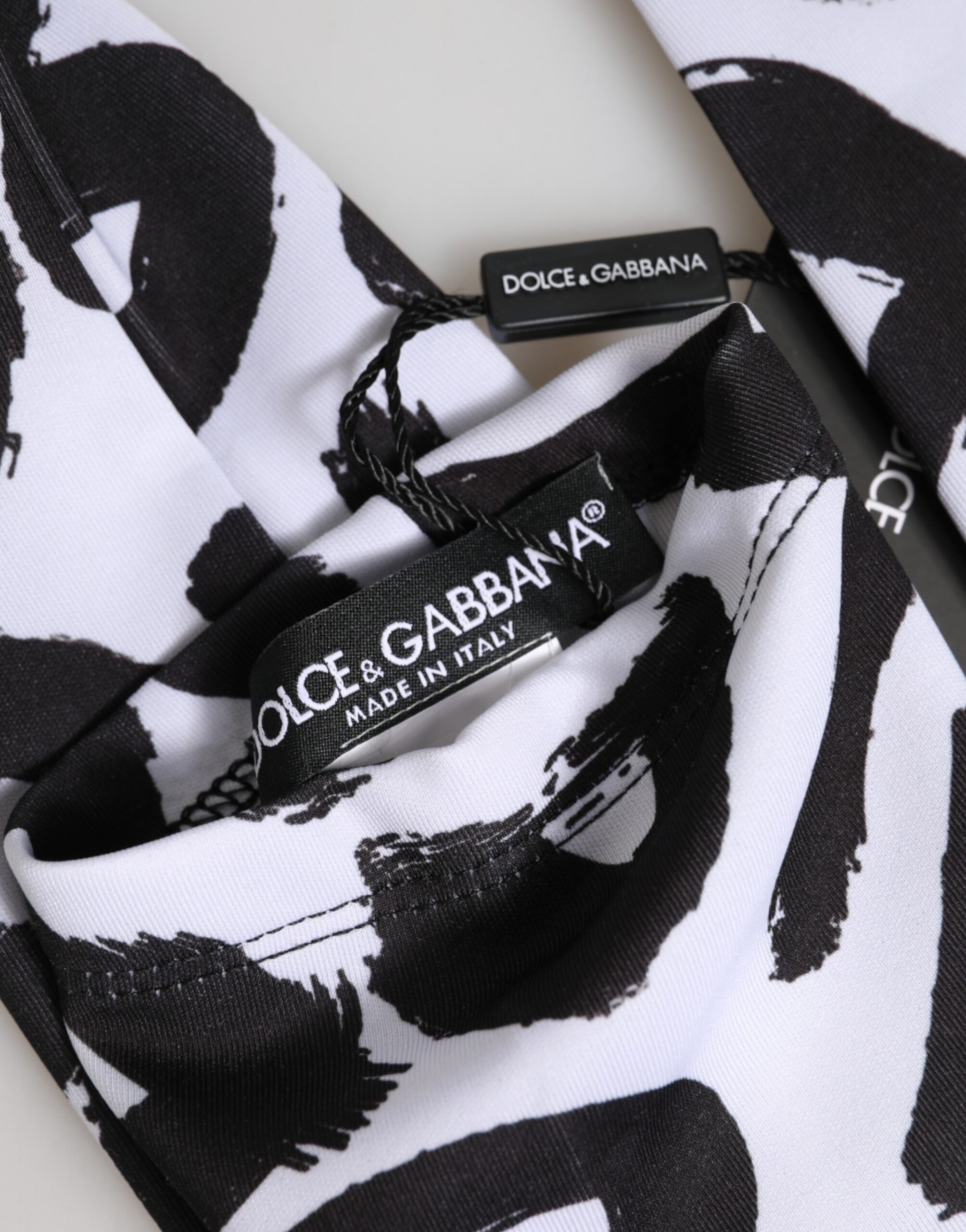 Dolce & Gabbana Black White DG Logo Elbow Length Mitten Gloves