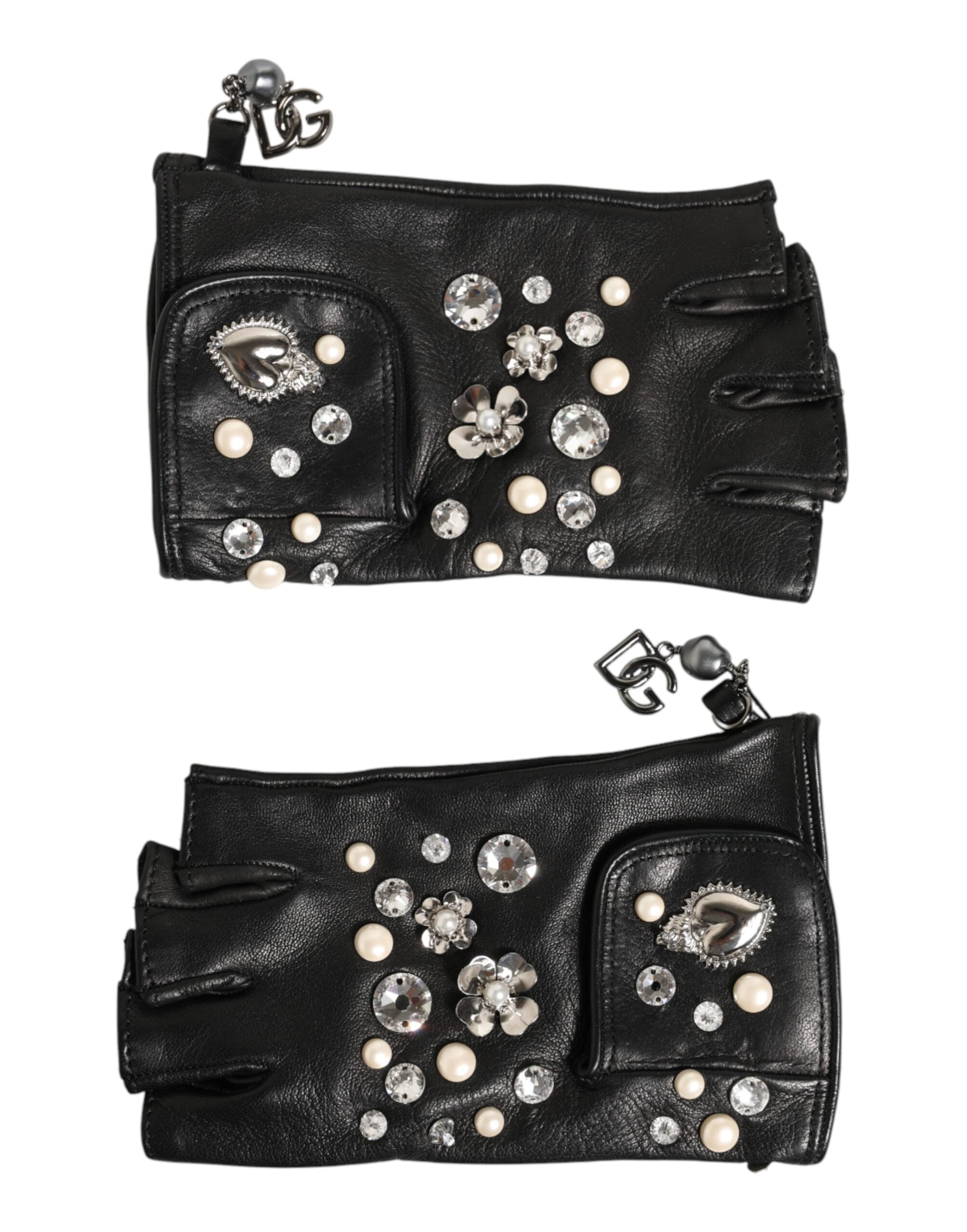 قفازات دولتشي آند غابانا زرقاء بدون أصابع بطول المعصم