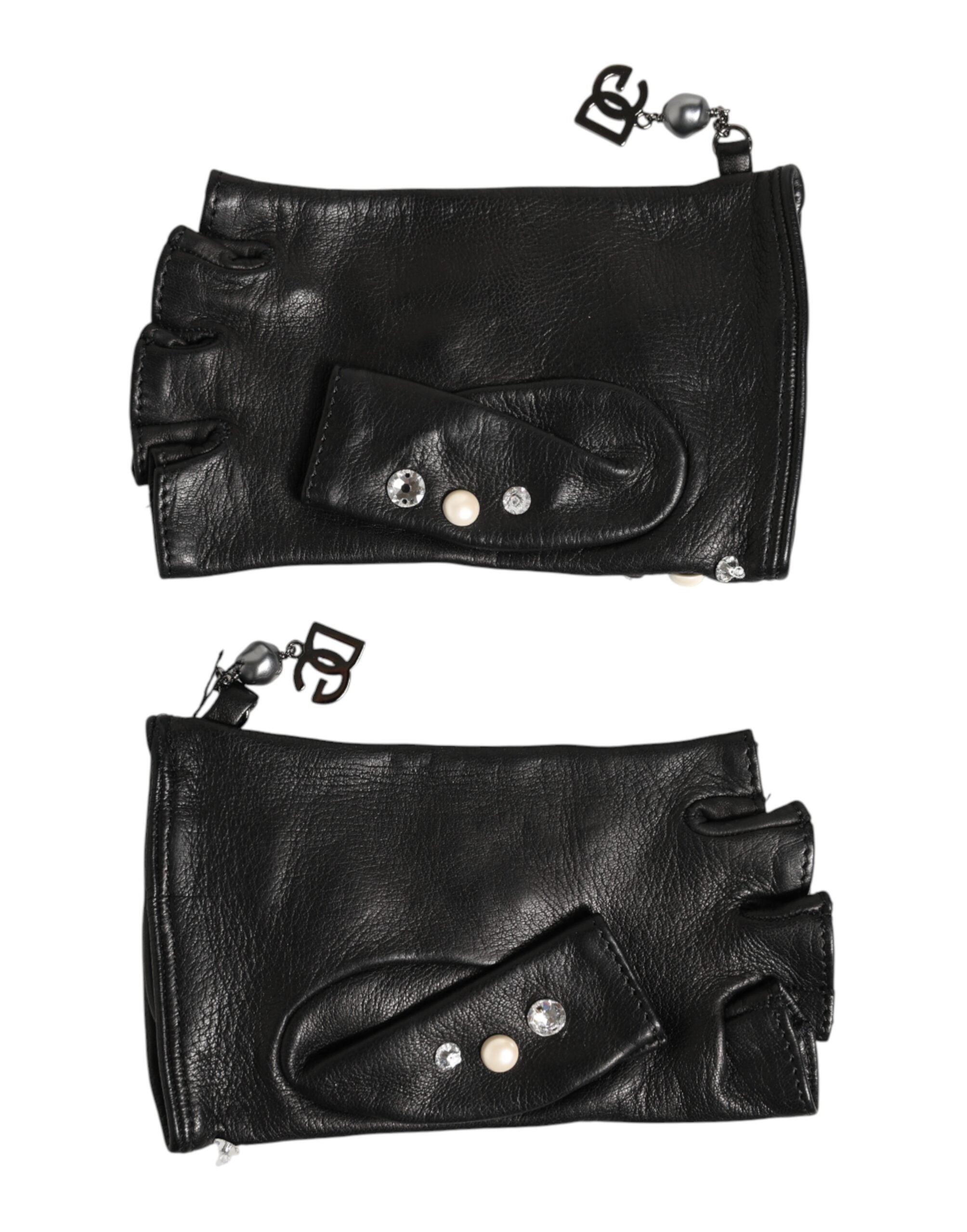 قفازات دولتشي آند غابانا زرقاء بدون أصابع بطول المعصم