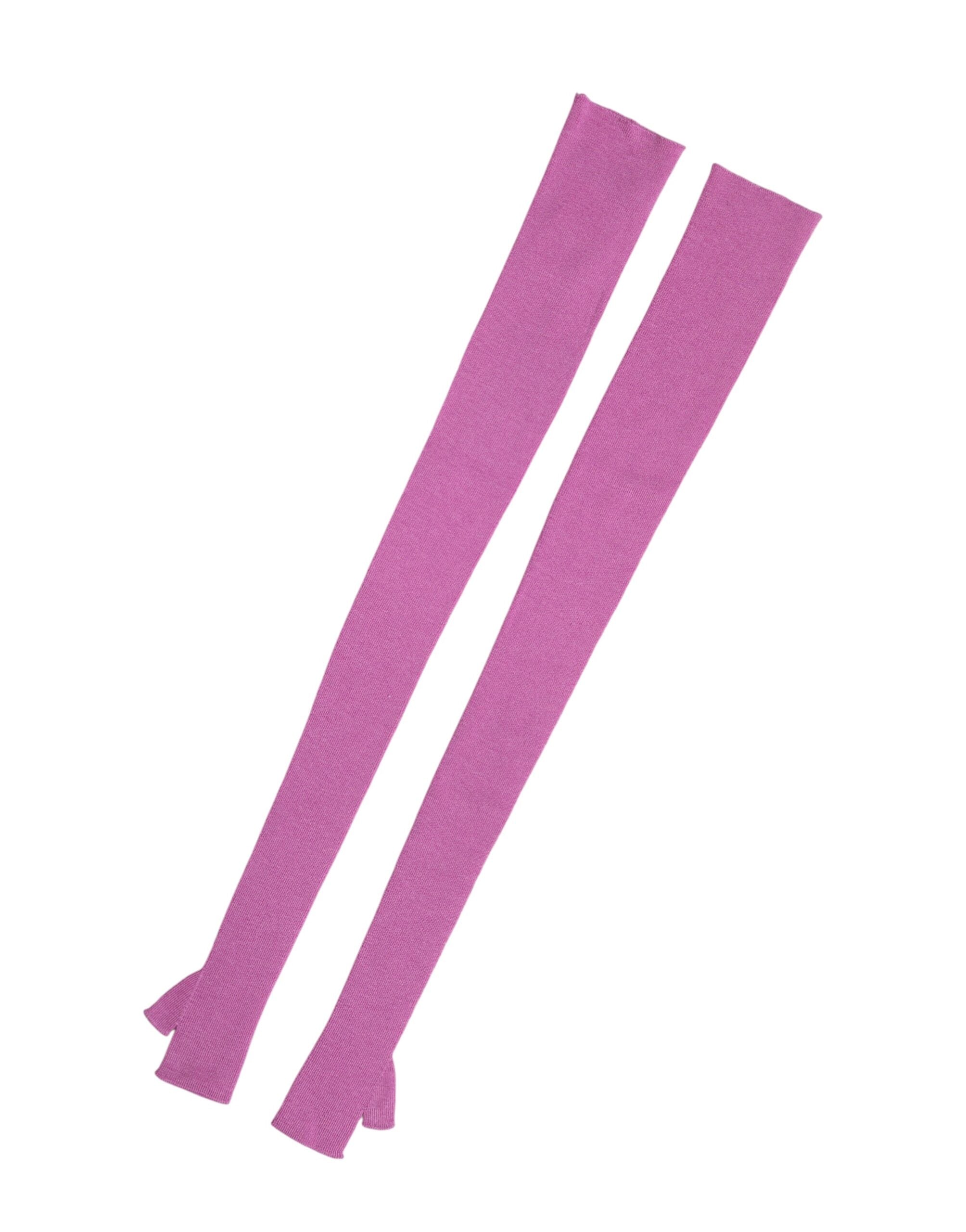 قفازات دولتشي آند غابانا الوردية الصوفية بدون أصابع بطول الكوع