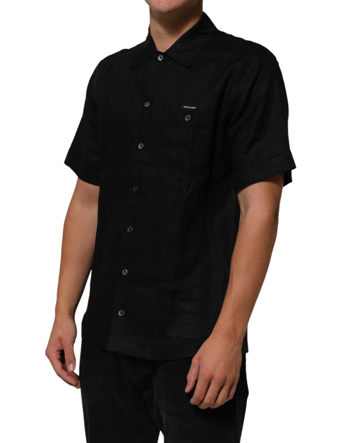 Carhartt Wip Black Linen Collared Short Sleeve Polo Shirt