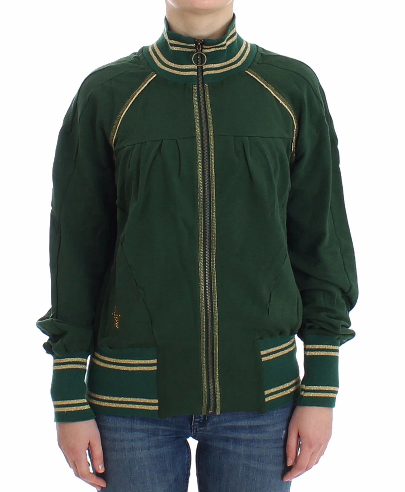 John Galliano Green Mock Zip Cardigan Sweatshirt Sweater Jacket