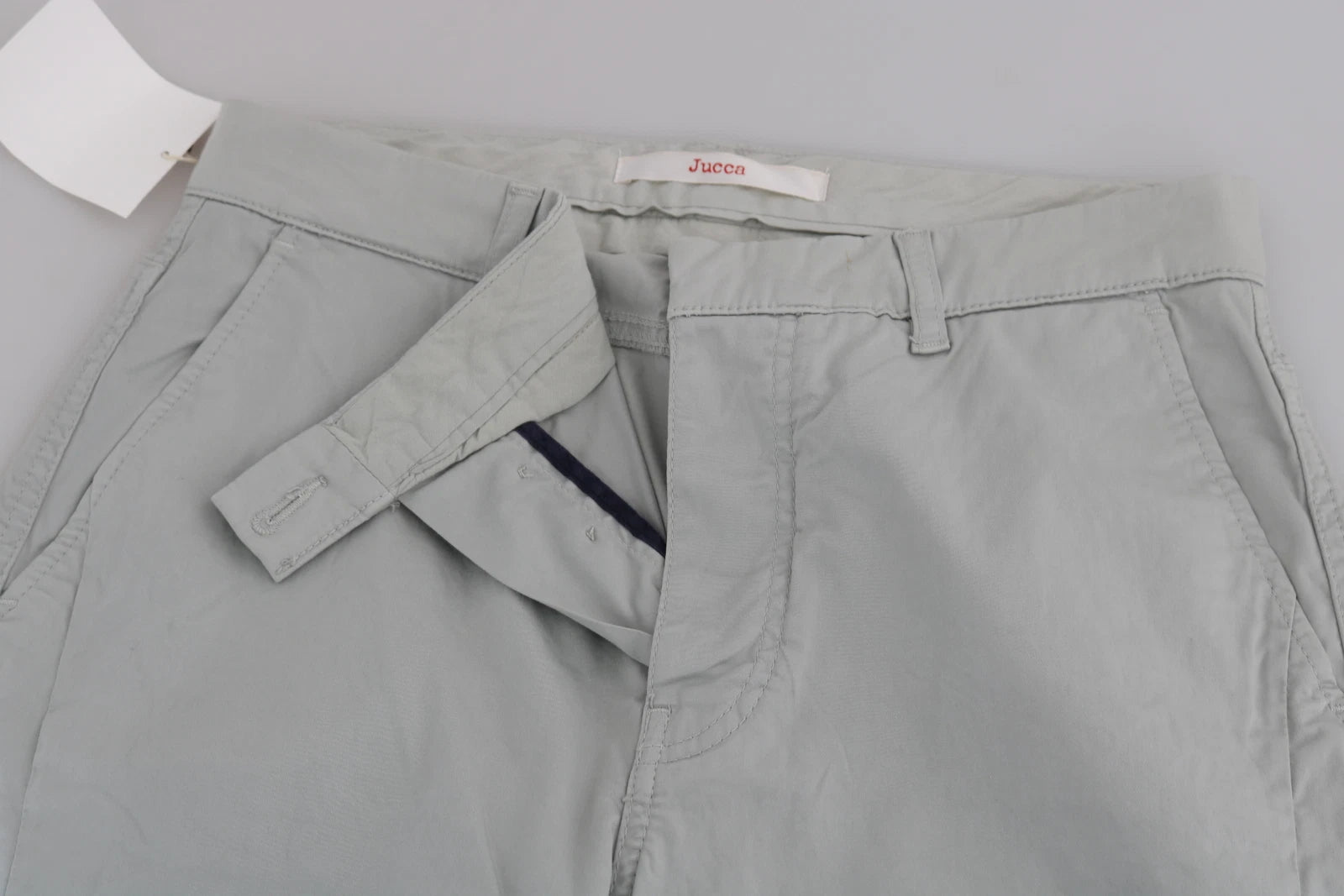 بنطلون جوكا قطني رمادي بخصر مرتفع وقصّة ضيقة