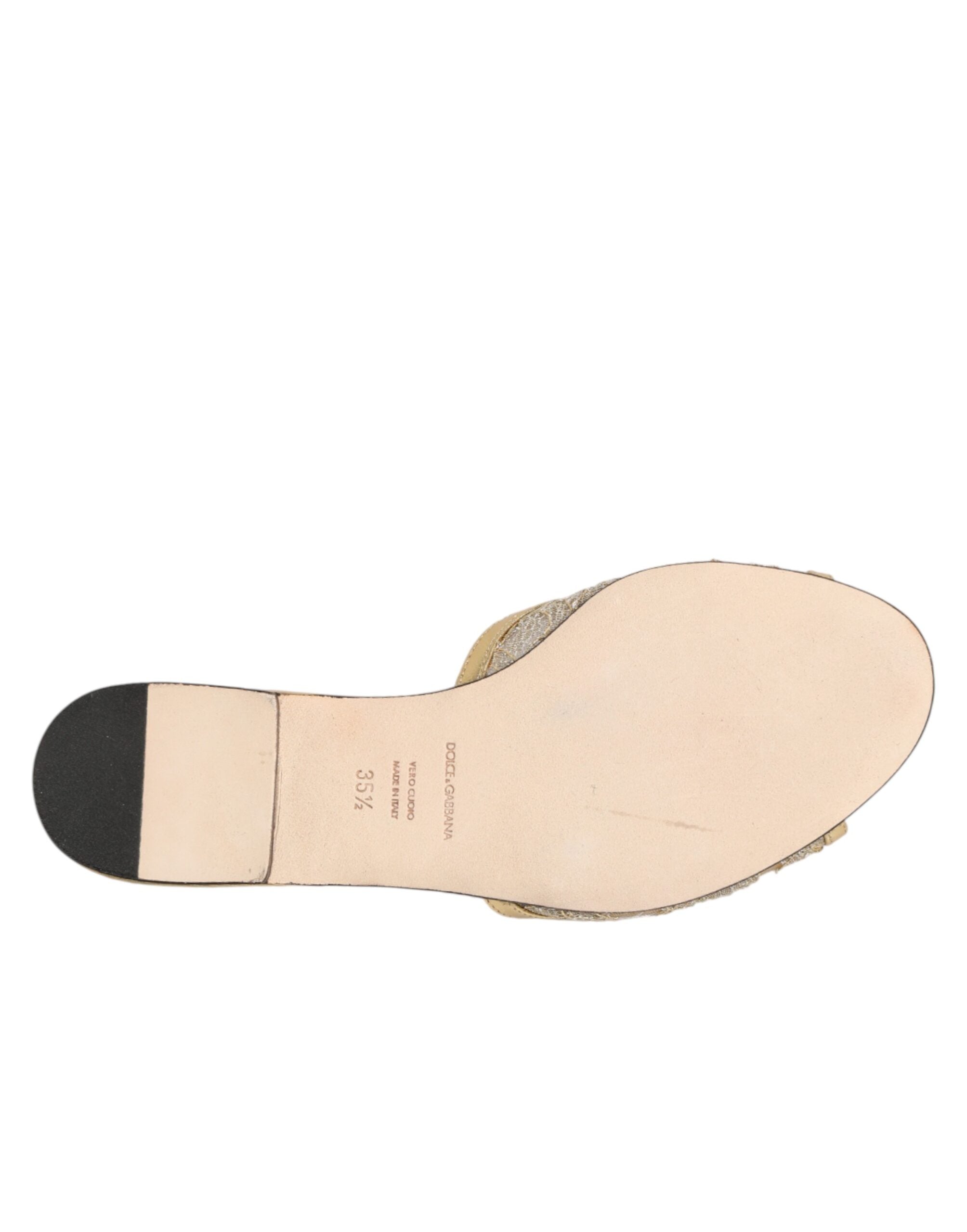 حذاء دولتشي آند غابانا جولد ديفوشن دانتيل مسطح سهل الارتداء