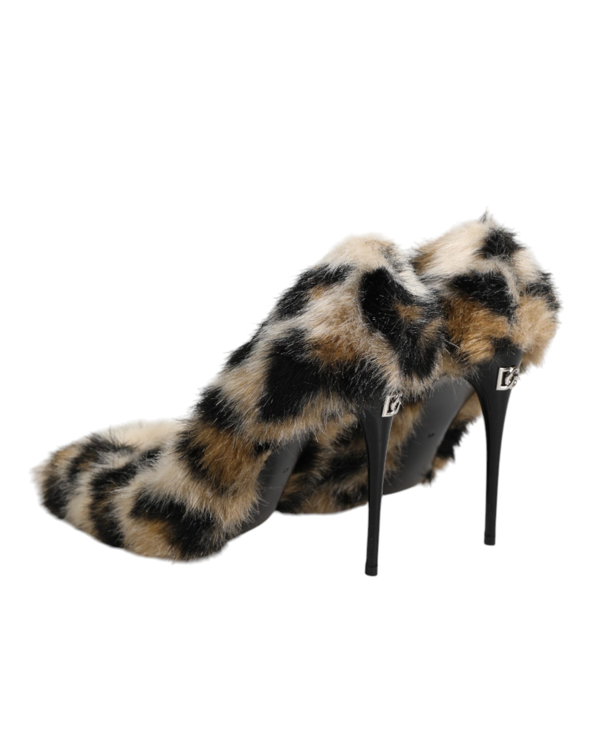 Dolce & Gabbana Brown Fur Leopard High Heels Pumps Shoes