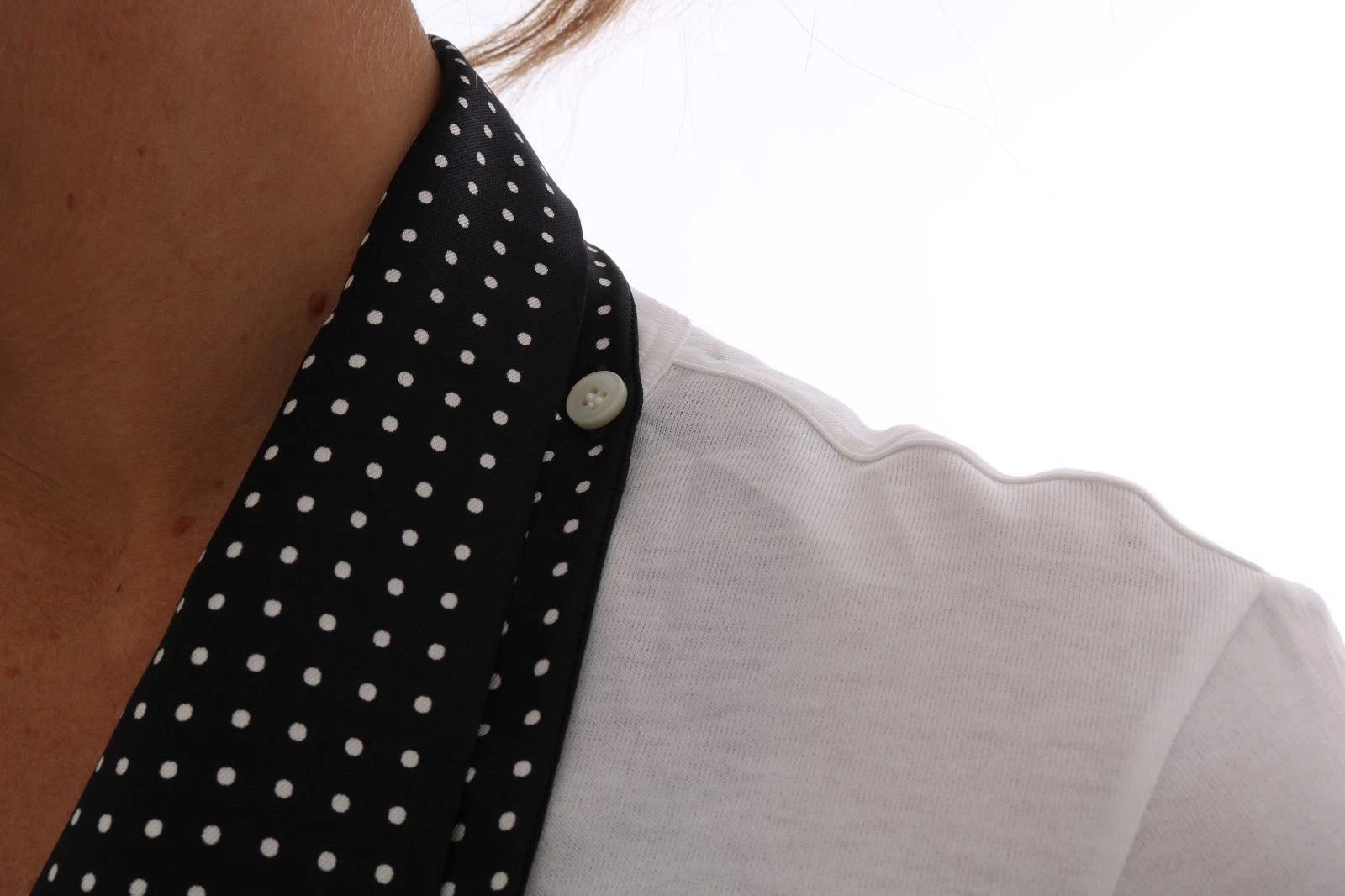 تي شيرت دولتشي آند غابانا أبيض قطني أسود حريري