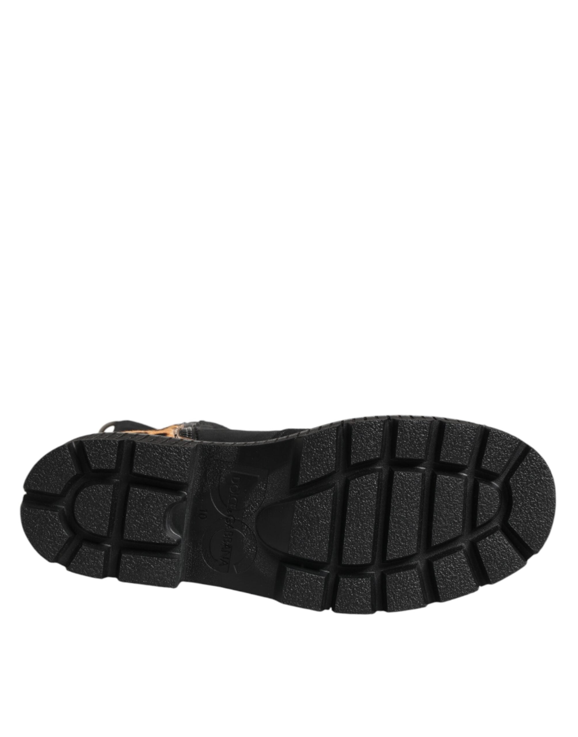 حذاء دولتشي آند غابانا متعدد الألوان بنقشة جلد النمر لمنتصف الساق