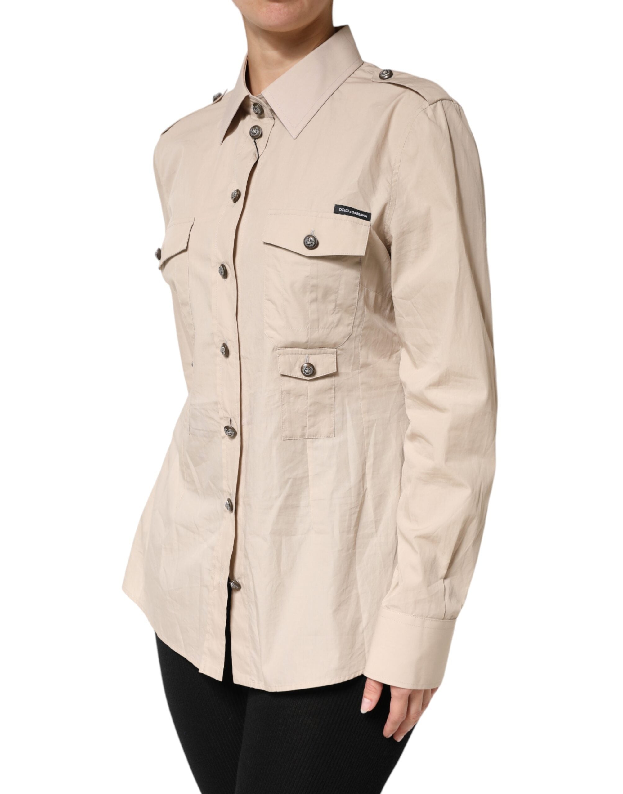 قميص دولتشي آند غابانا بيج بأكمام طويلة وياقة من القطن