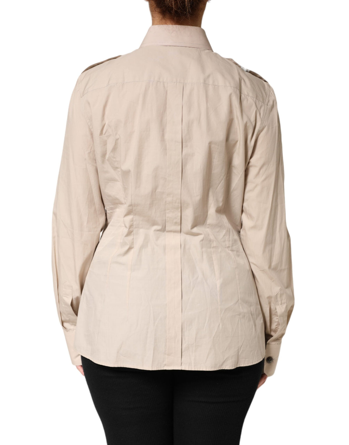 Dolce & Gabbana Beige Collared Long Sleeve Cotton Shirt Top