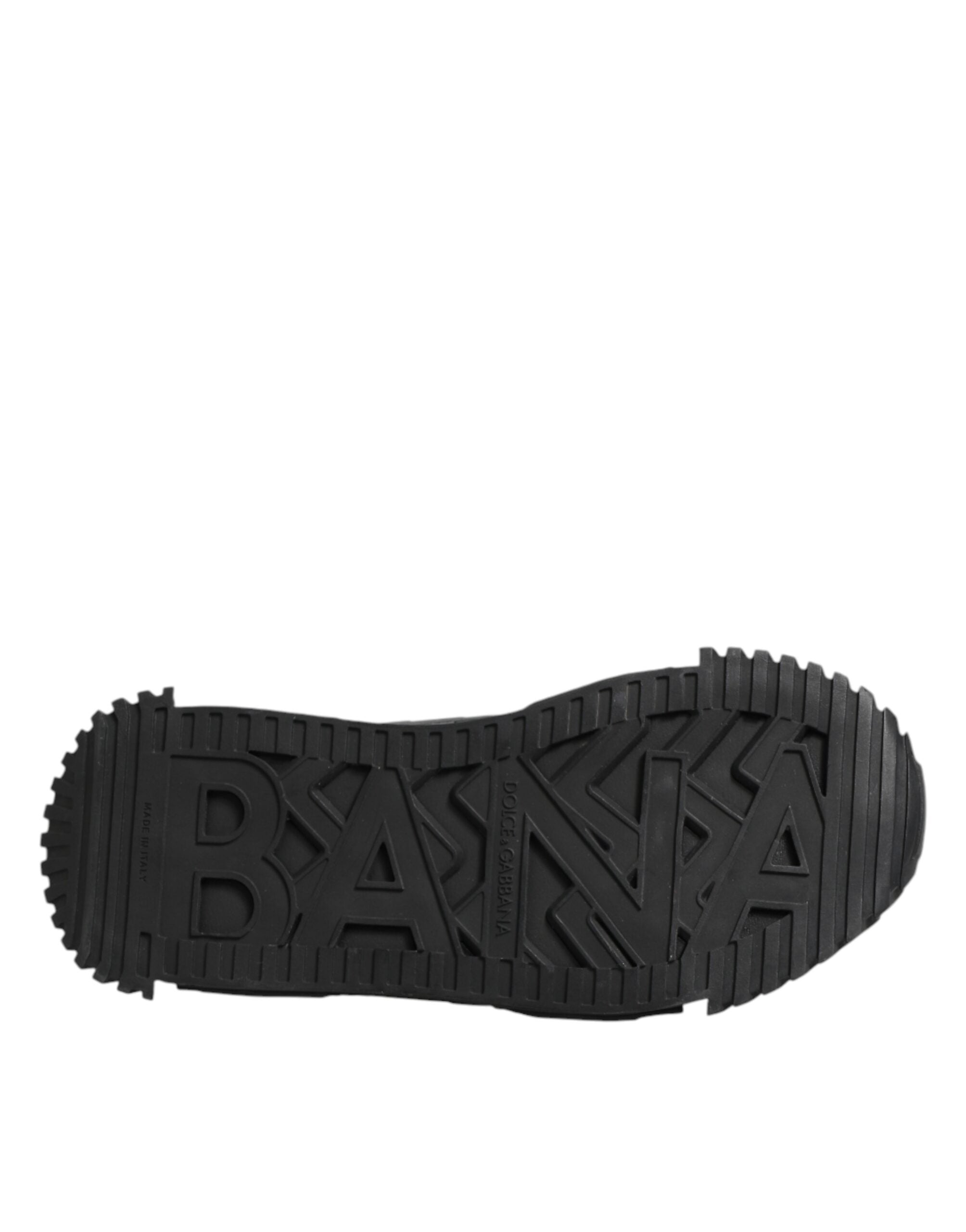 حذاء سنيكرز دولتشي آند غابانا أسود بشعار من الدانتيل منخفض الرقبة NS1