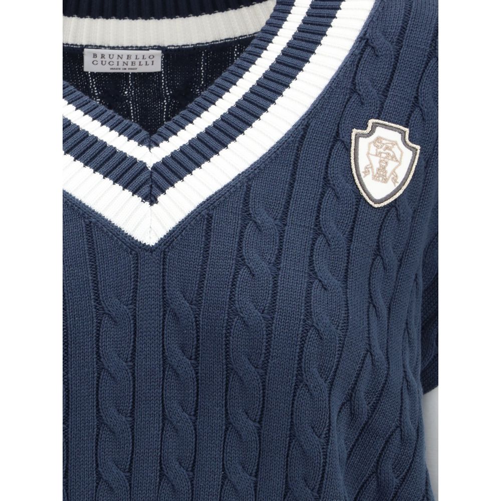 سويت شيرت من القطن باللون الأزرق من برونيلو كوتشينيللي