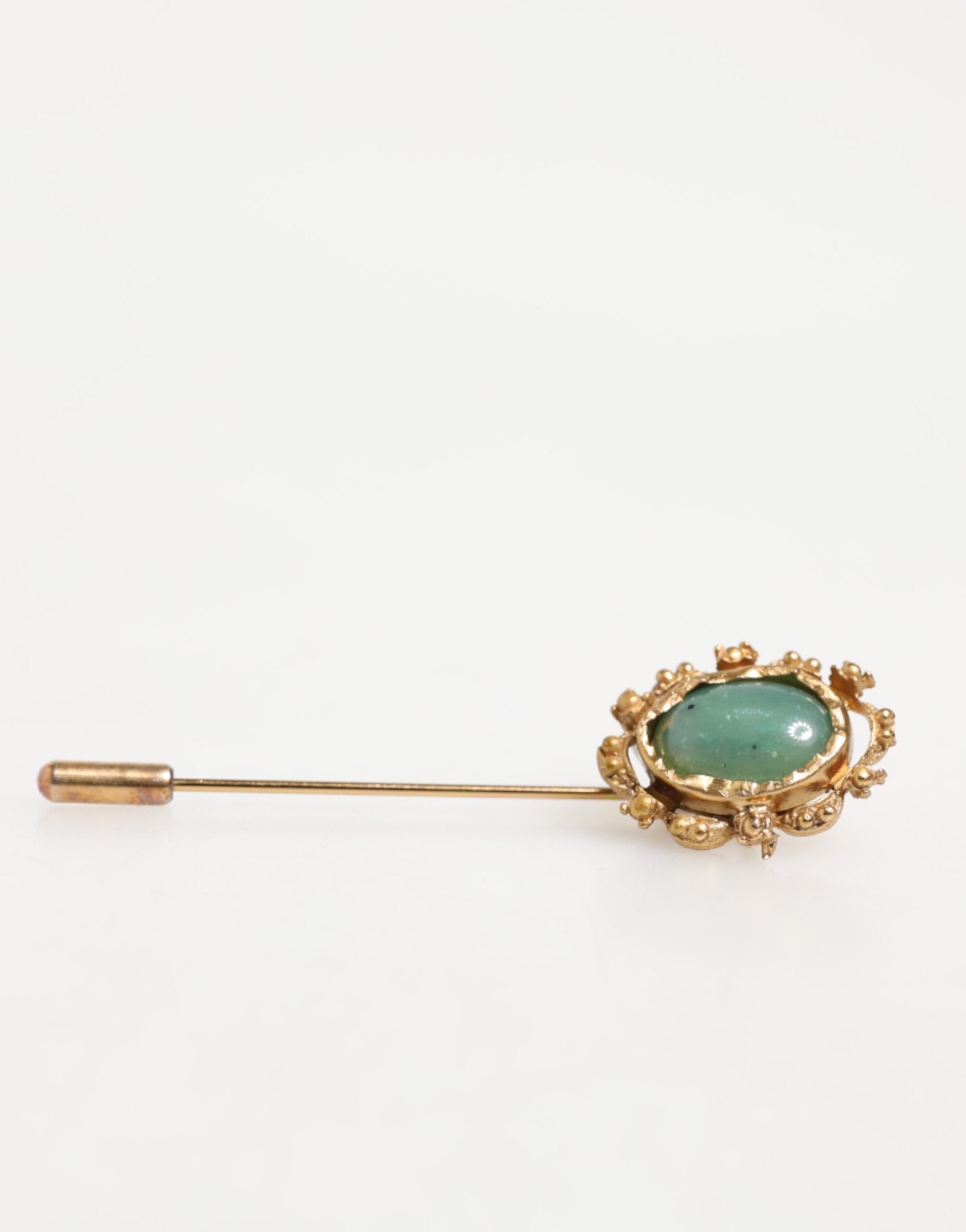 Dolce & Gabbana Gold Tone Green Stone Antique Men Accessory Brooch Pin - Luxe Marca