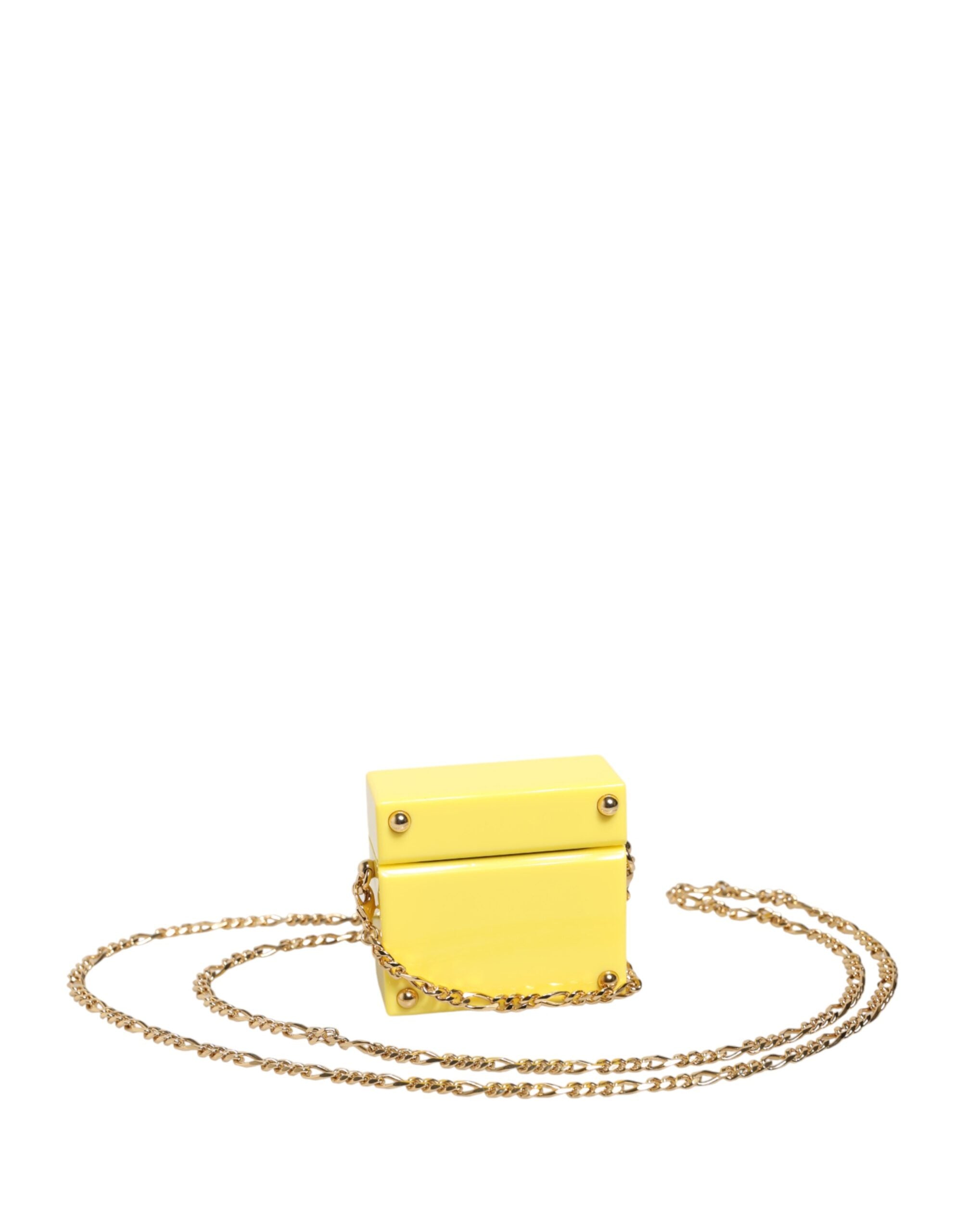Dolce & Gabbana Yellow DG Logo Plaque Cover Gold Chain Airpods Case - Luxe Marca