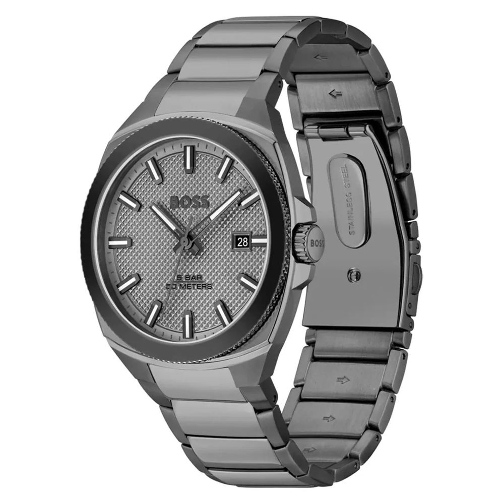 Hugo Boss Gray Stainless Steel Dress Watch - Luxe Marca