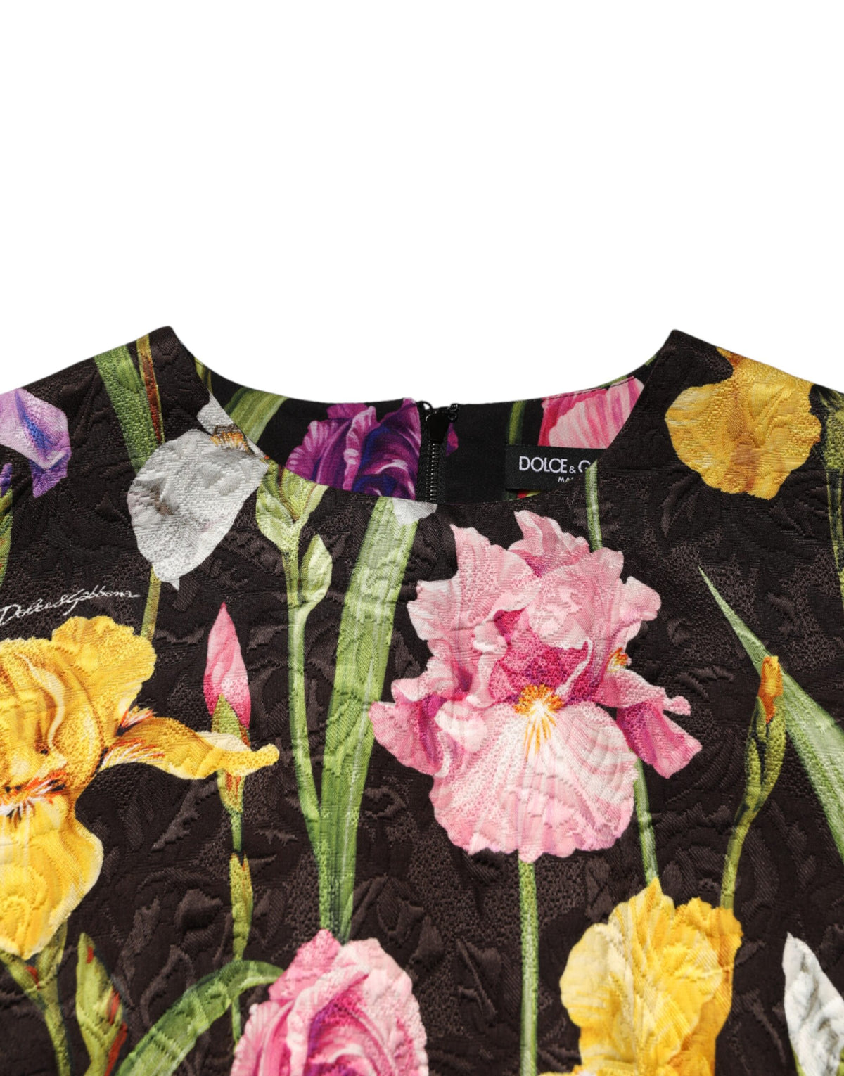 Dolce & Gabbana Black Floral Brocade A-line Mini Dress