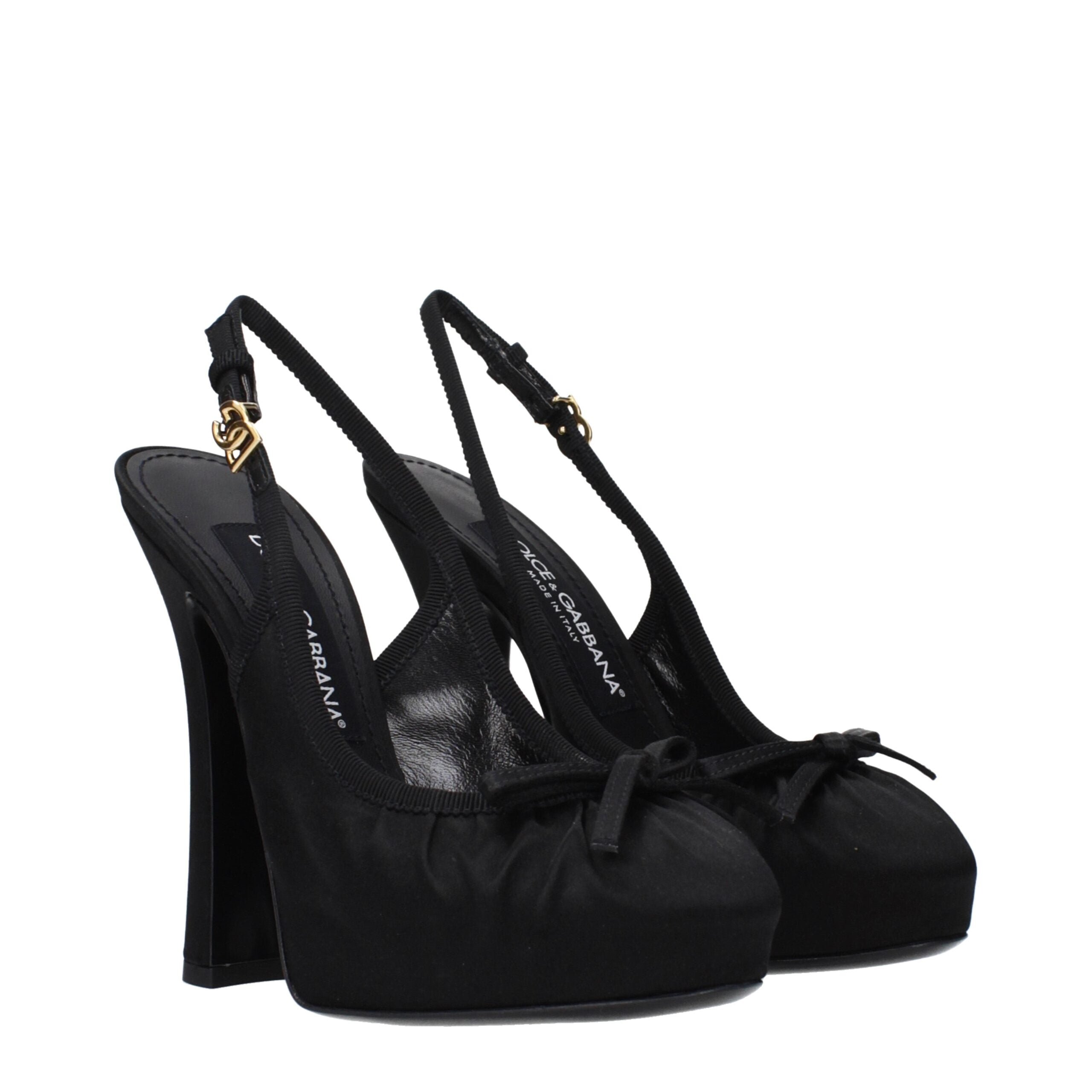 Dolce & Gabbana Black Satin High Heel Pumps