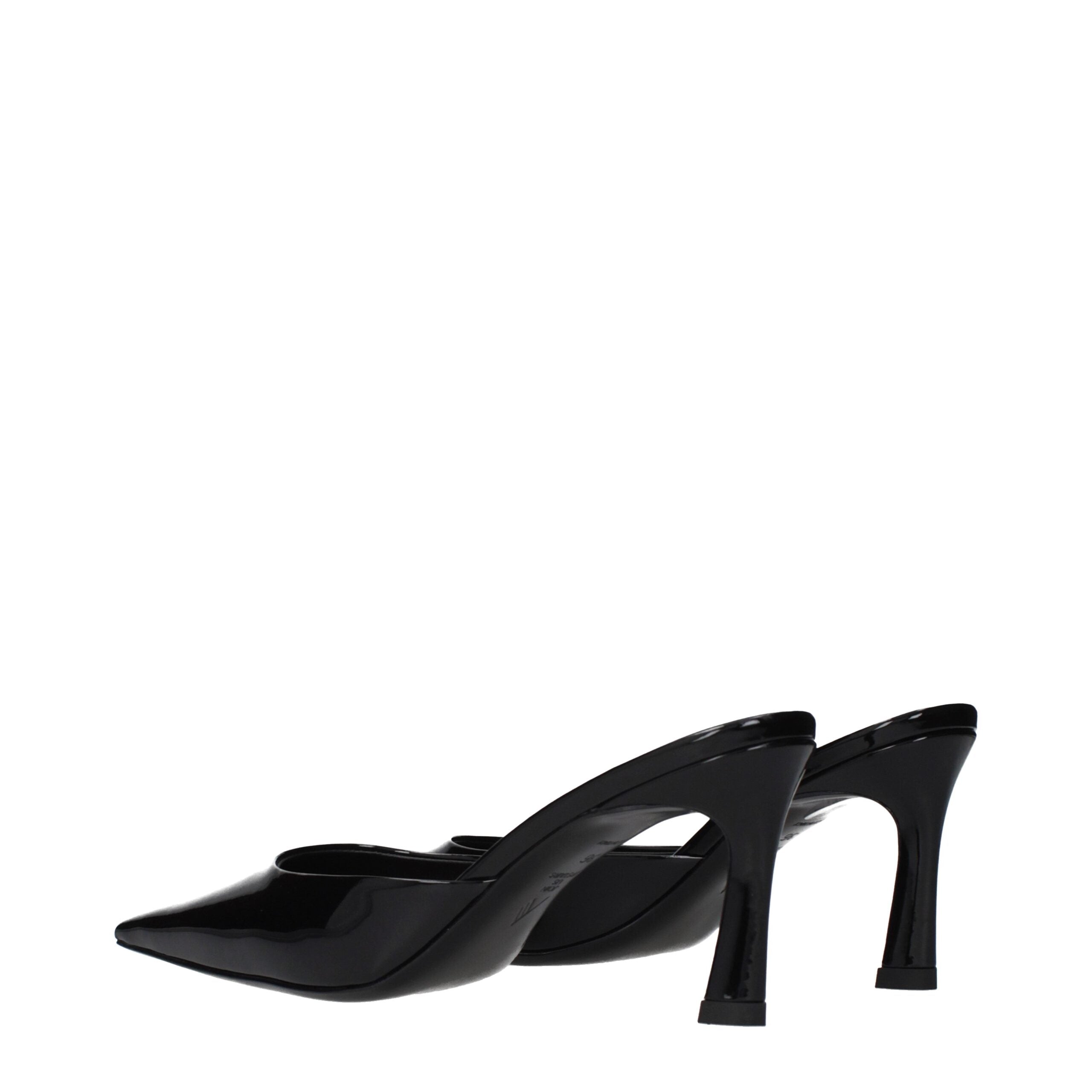 The Attico Black Leather Flat Sandals