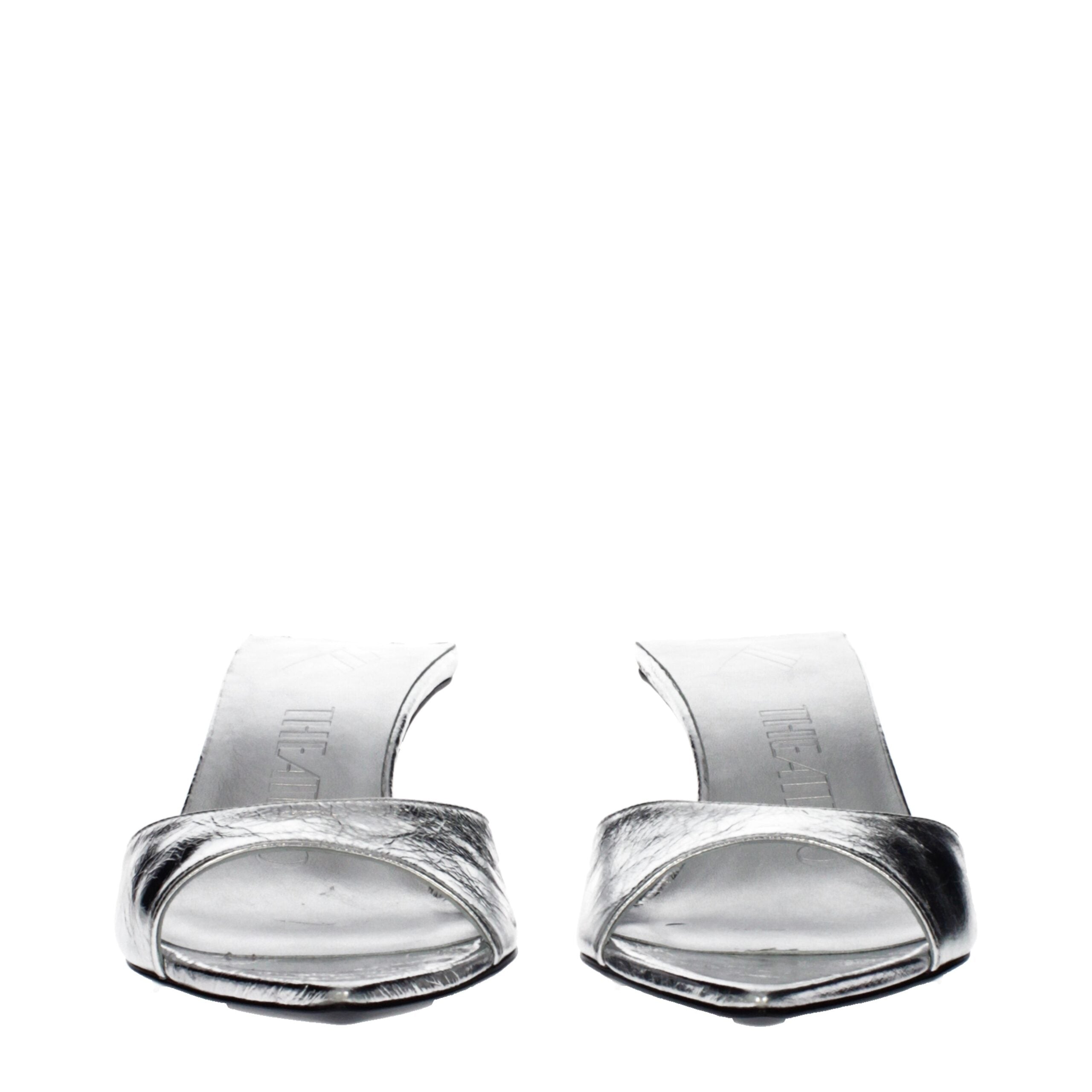 The Attico Gray Leather Sandals