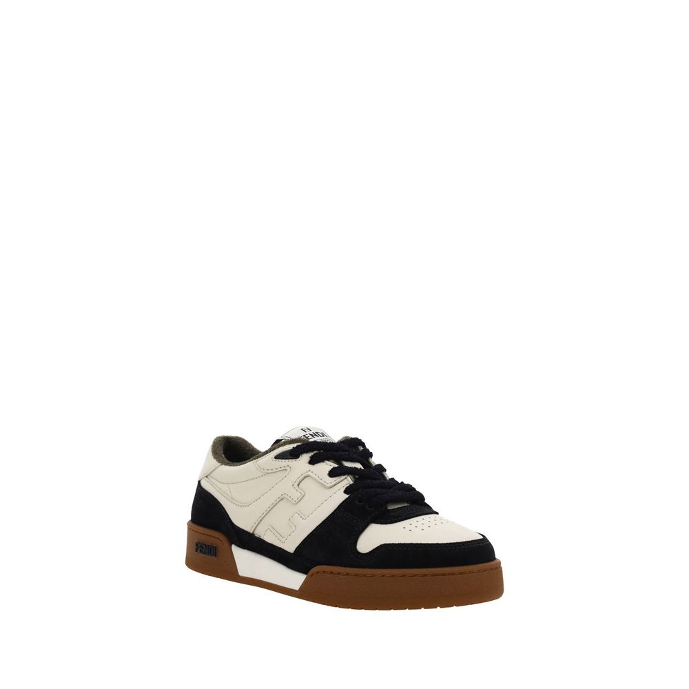 Fendi Black Calf Leather Bos Taurus Chunky Sneakers