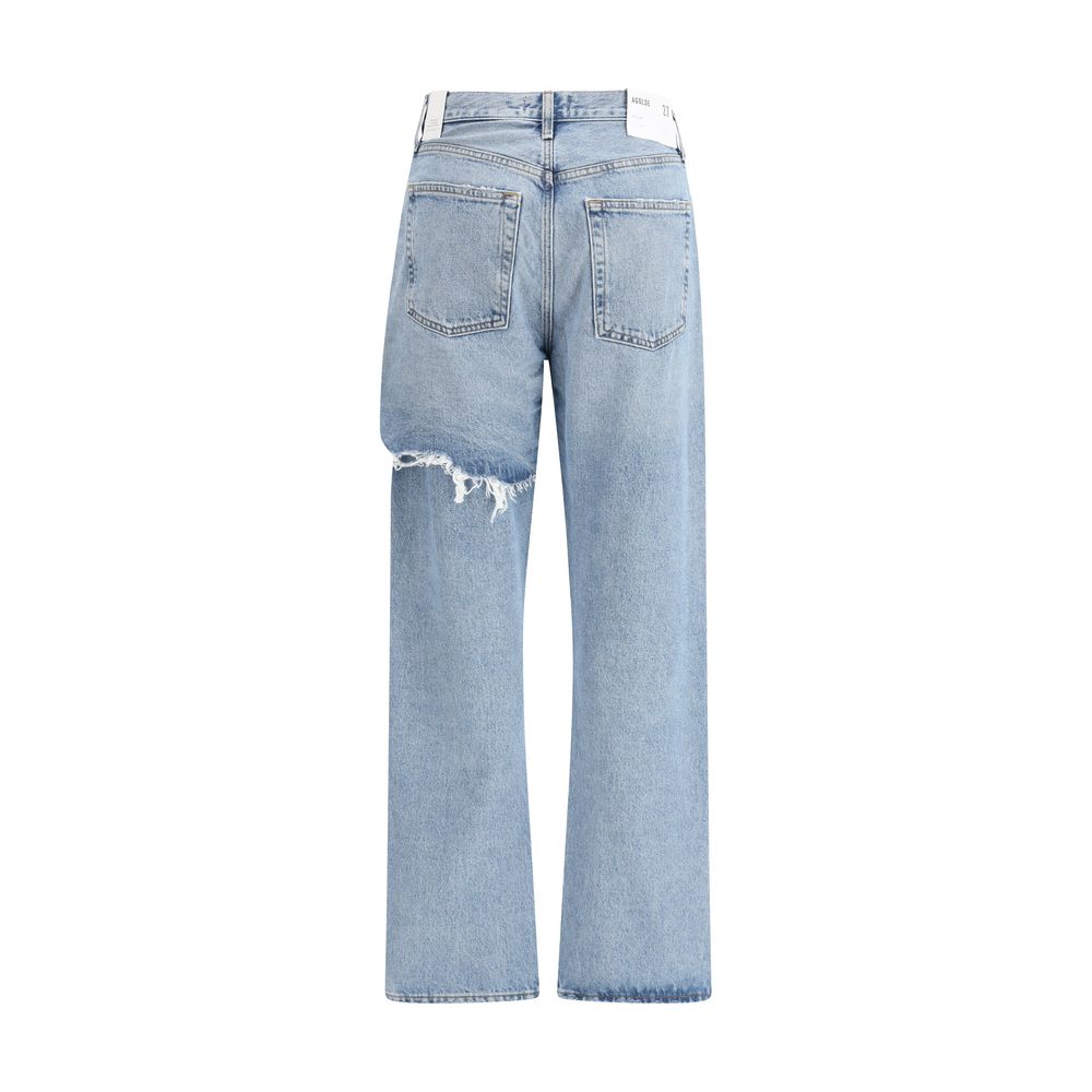 Agolde Light Blue Cotton Straight-Leg Jeans